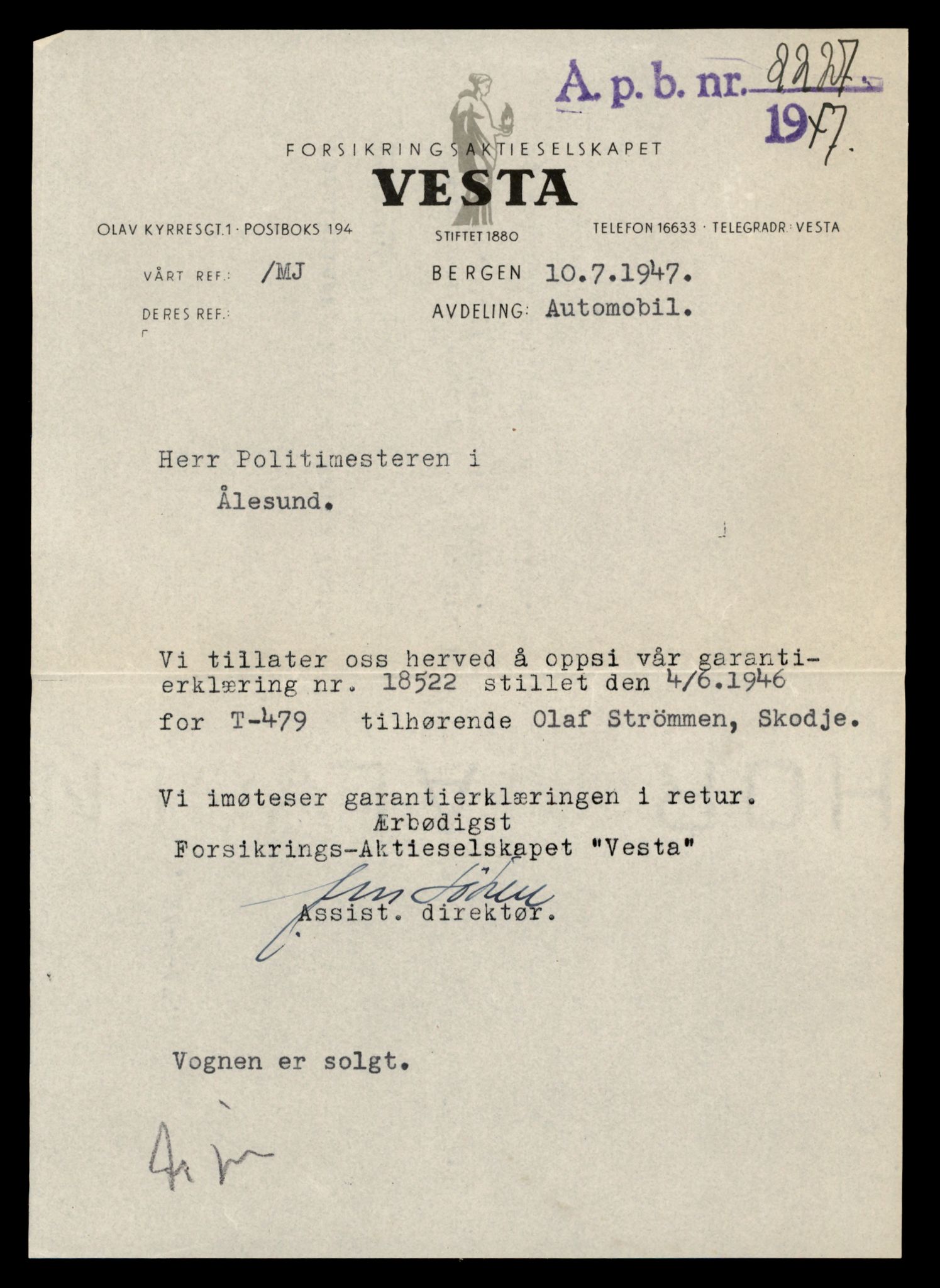 Møre og Romsdal vegkontor - Ålesund trafikkstasjon, SAT/A-4099/F/Fe/L0005: Registreringskort for kjøretøy T 443 - T 546, 1927-1998, p. 2873