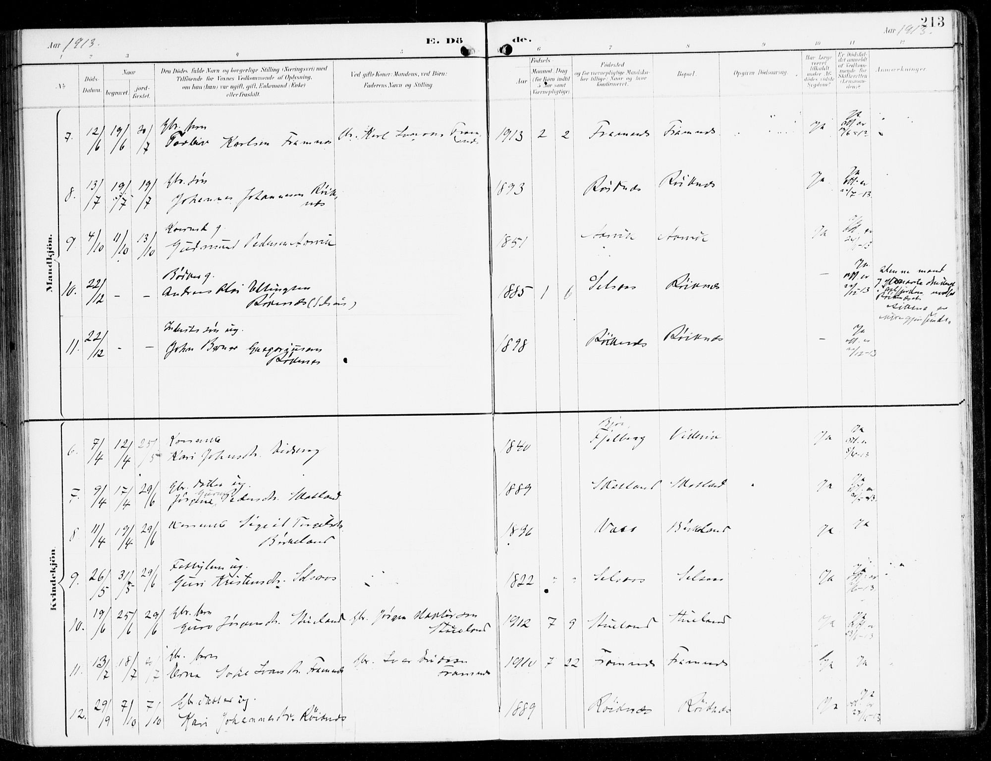 Sveio Sokneprestembete, AV/SAB-A-78501/H/Haa: Parish register (official) no. D 2, 1894-1916, p. 213