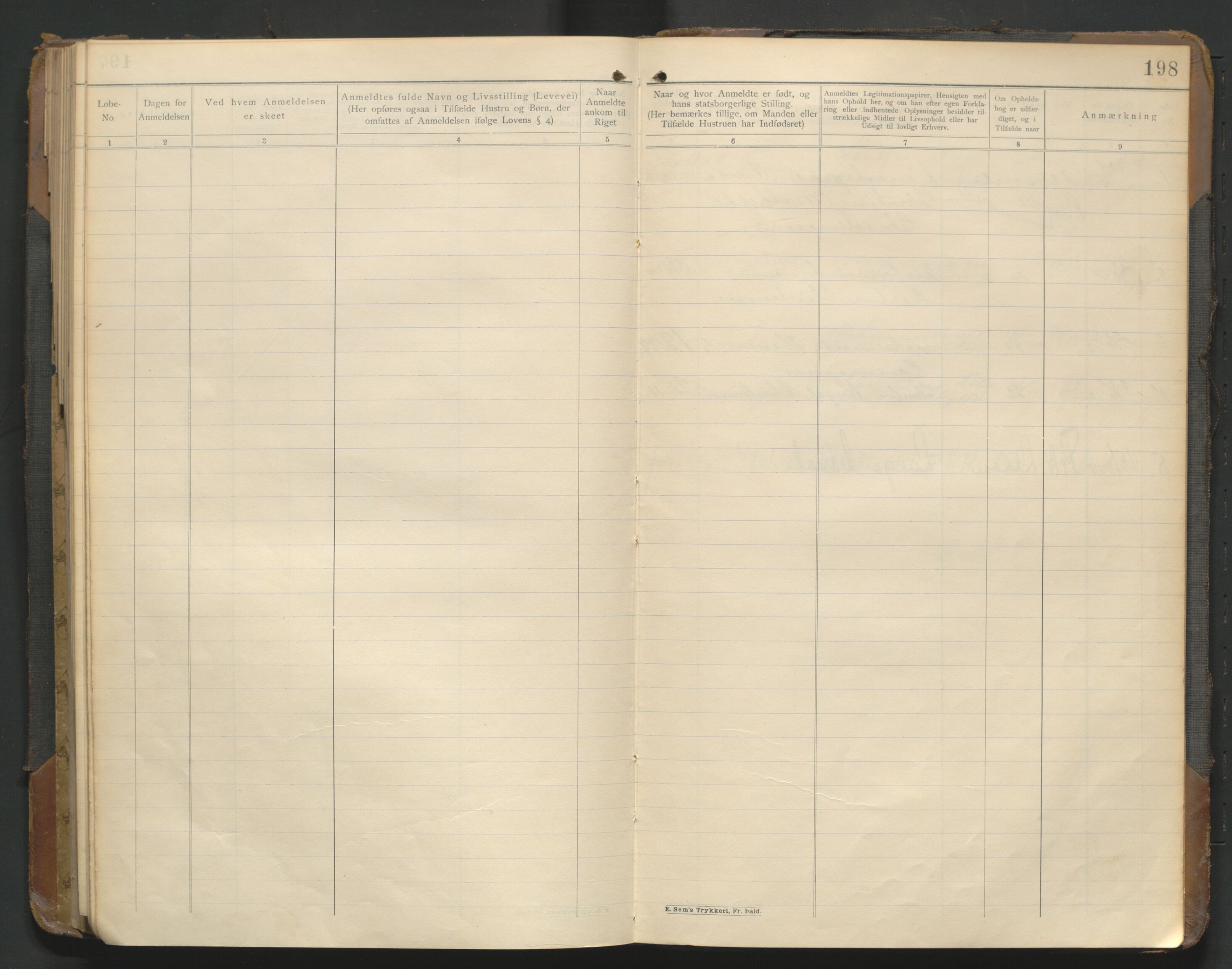 Fredrikstad politikammer, AV/SAO-A-10055/H/Hb/Hba/L0001: Protokoll over fremmede statsborgere, 1901-1916, p. 197b-198a