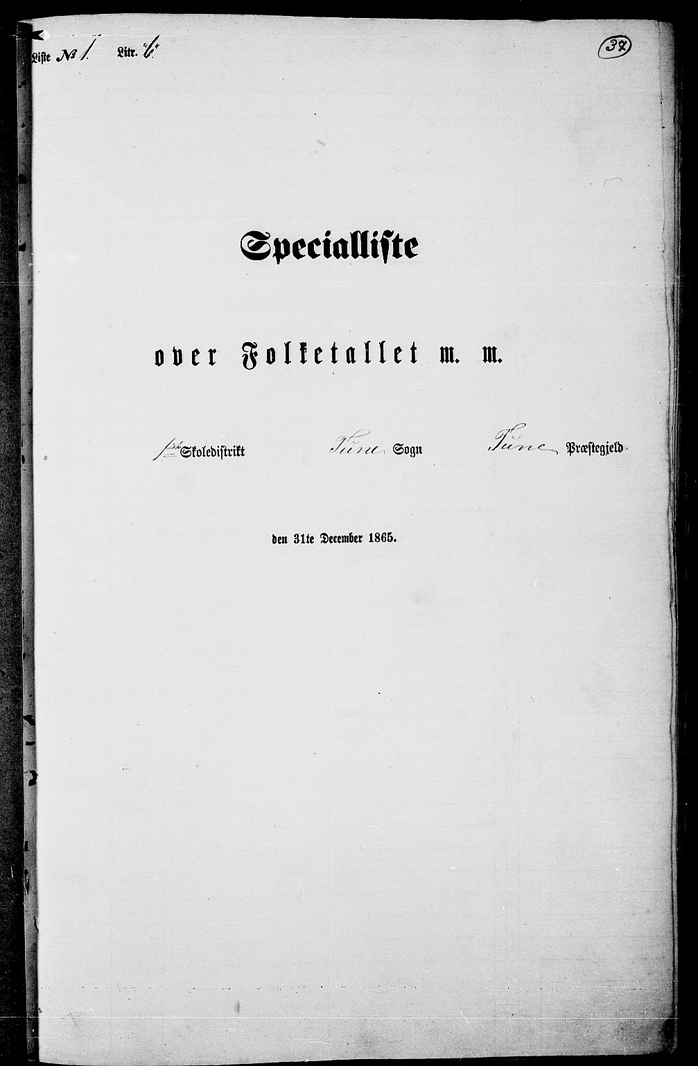 RA, 1865 census for Tune, 1865, p. 34