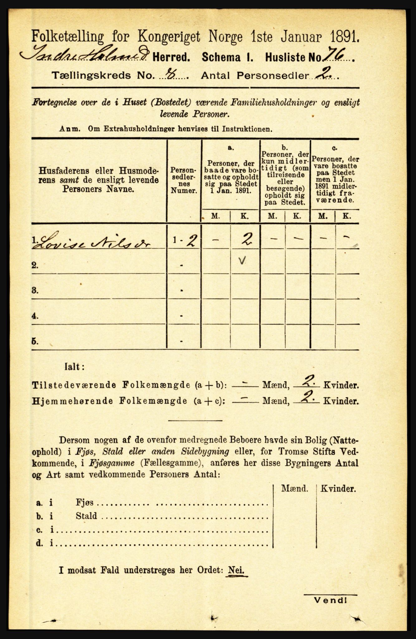 RA, 1891 census for 1430 Indre Holmedal, 1891, p. 3385