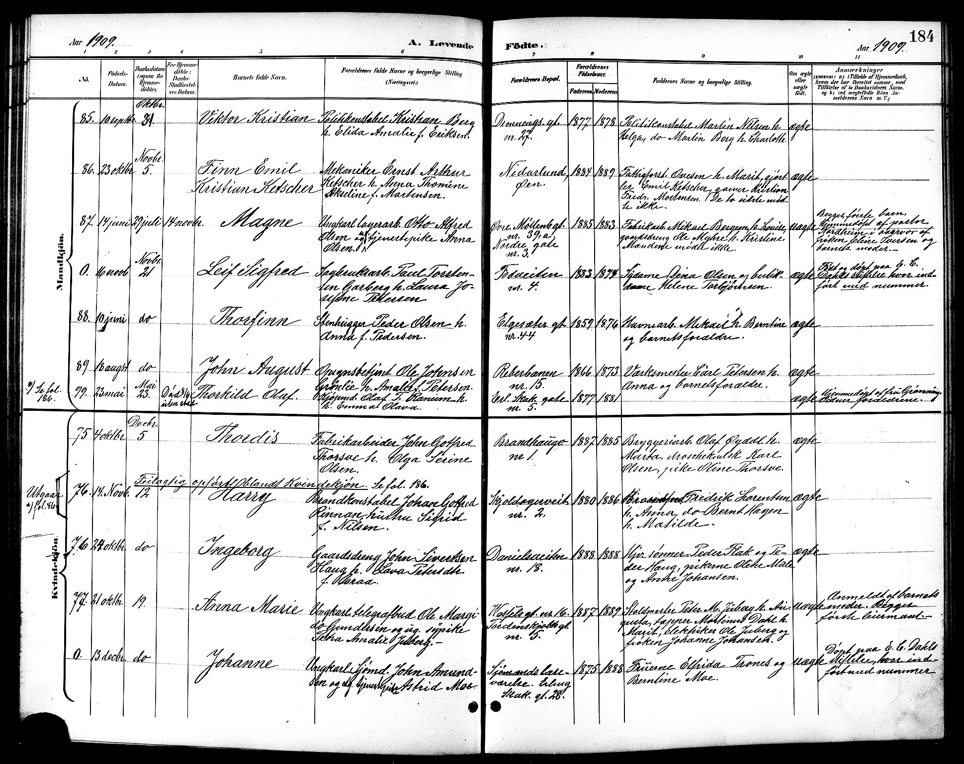 Ministerialprotokoller, klokkerbøker og fødselsregistre - Sør-Trøndelag, AV/SAT-A-1456/601/L0094: Parish register (copy) no. 601C12, 1898-1911, p. 184