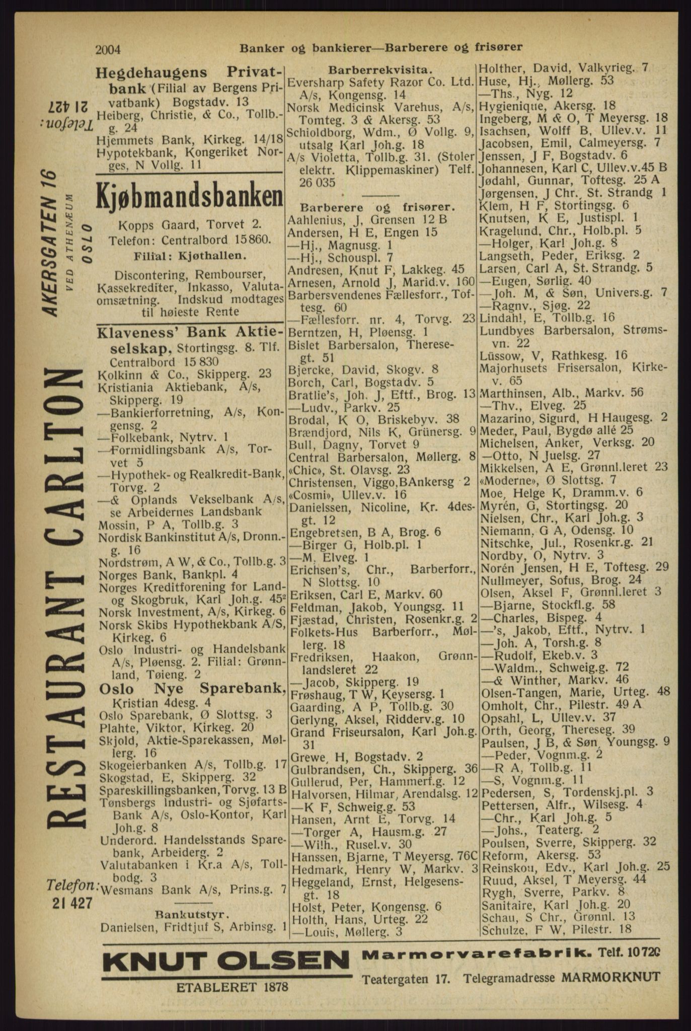 Kristiania/Oslo adressebok, PUBL/-, 1927, p. 2004