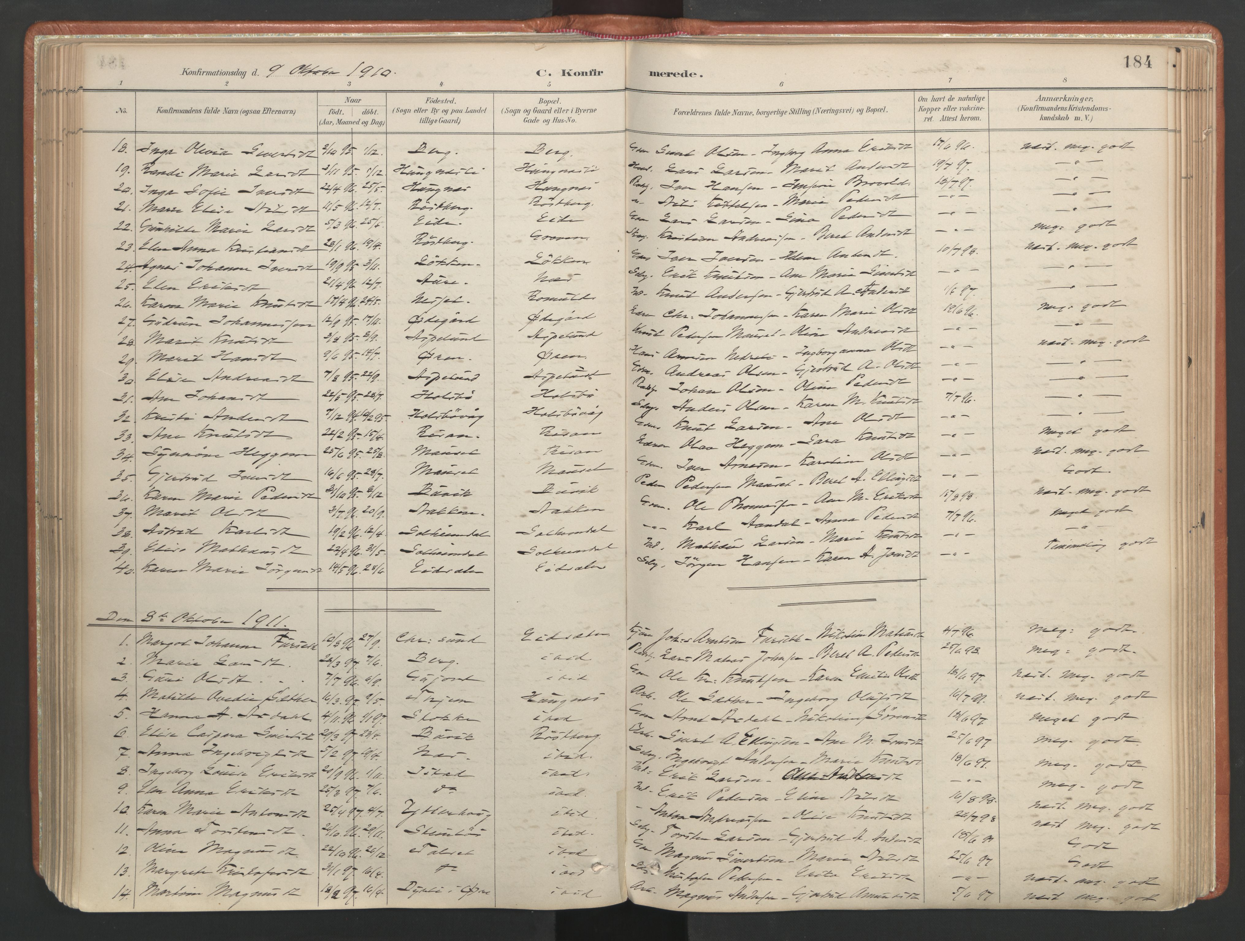 Ministerialprotokoller, klokkerbøker og fødselsregistre - Møre og Romsdal, AV/SAT-A-1454/557/L0682: Parish register (official) no. 557A04, 1887-1970, p. 184