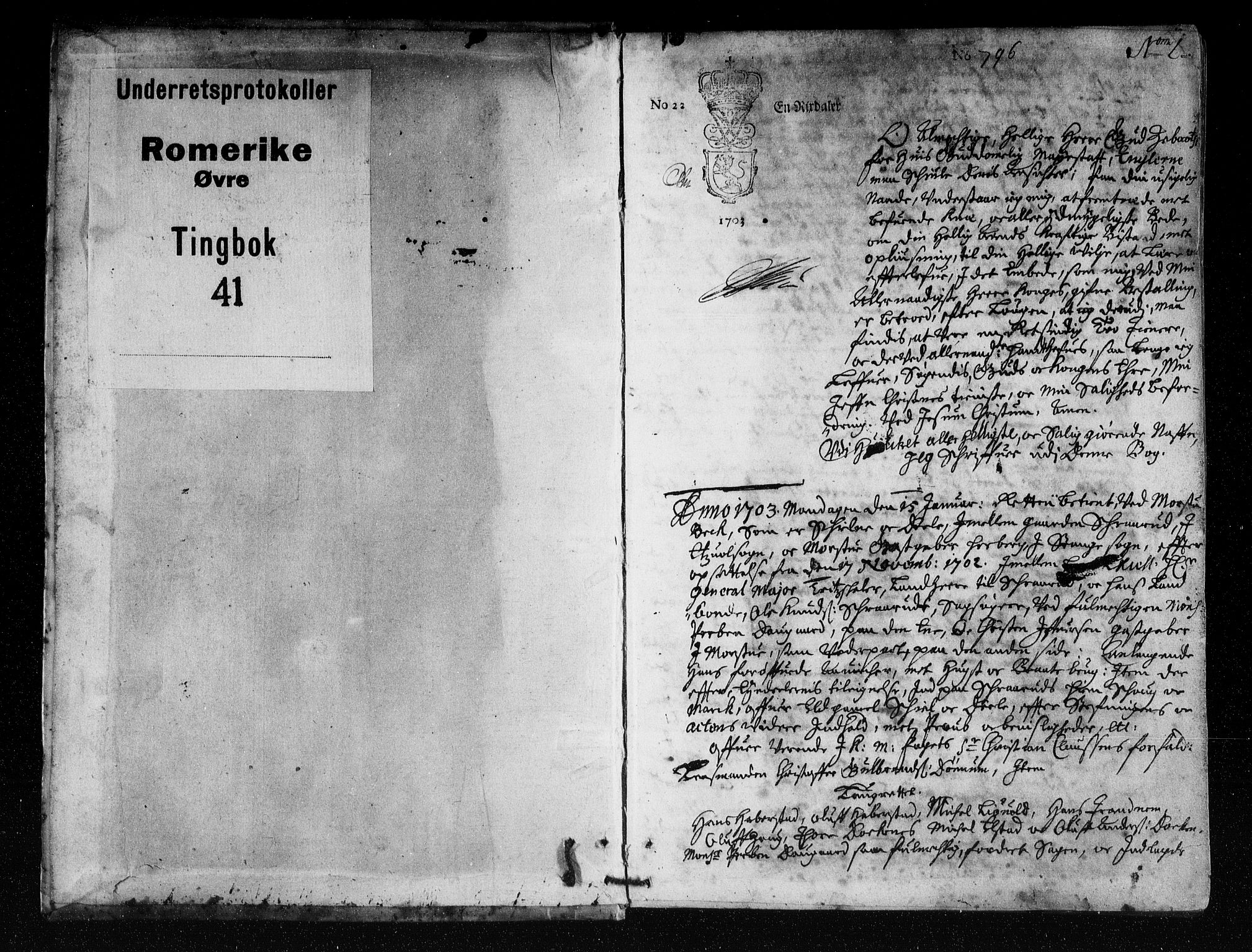 Øvre Romerike sorenskriveri, SAO/A-10649/F/Fb/L0041: Tingbok 41, 1703, p. 0b-1a
