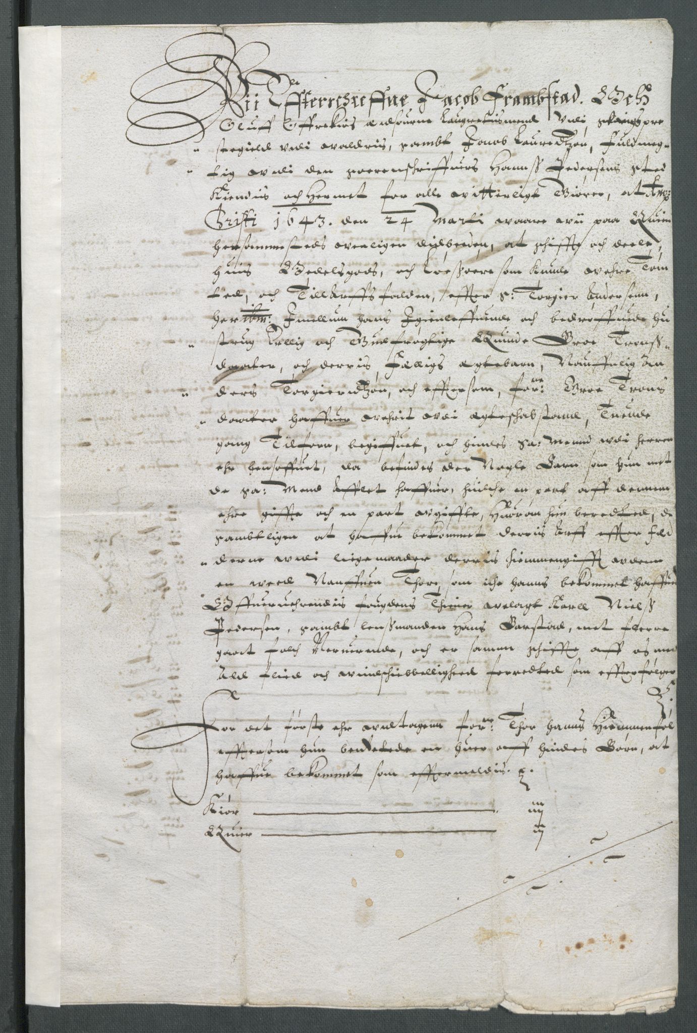 Riksarkivets diplomsamling, RA/EA-5965/F02/L0157: Dokumenter, 1643, p. 46