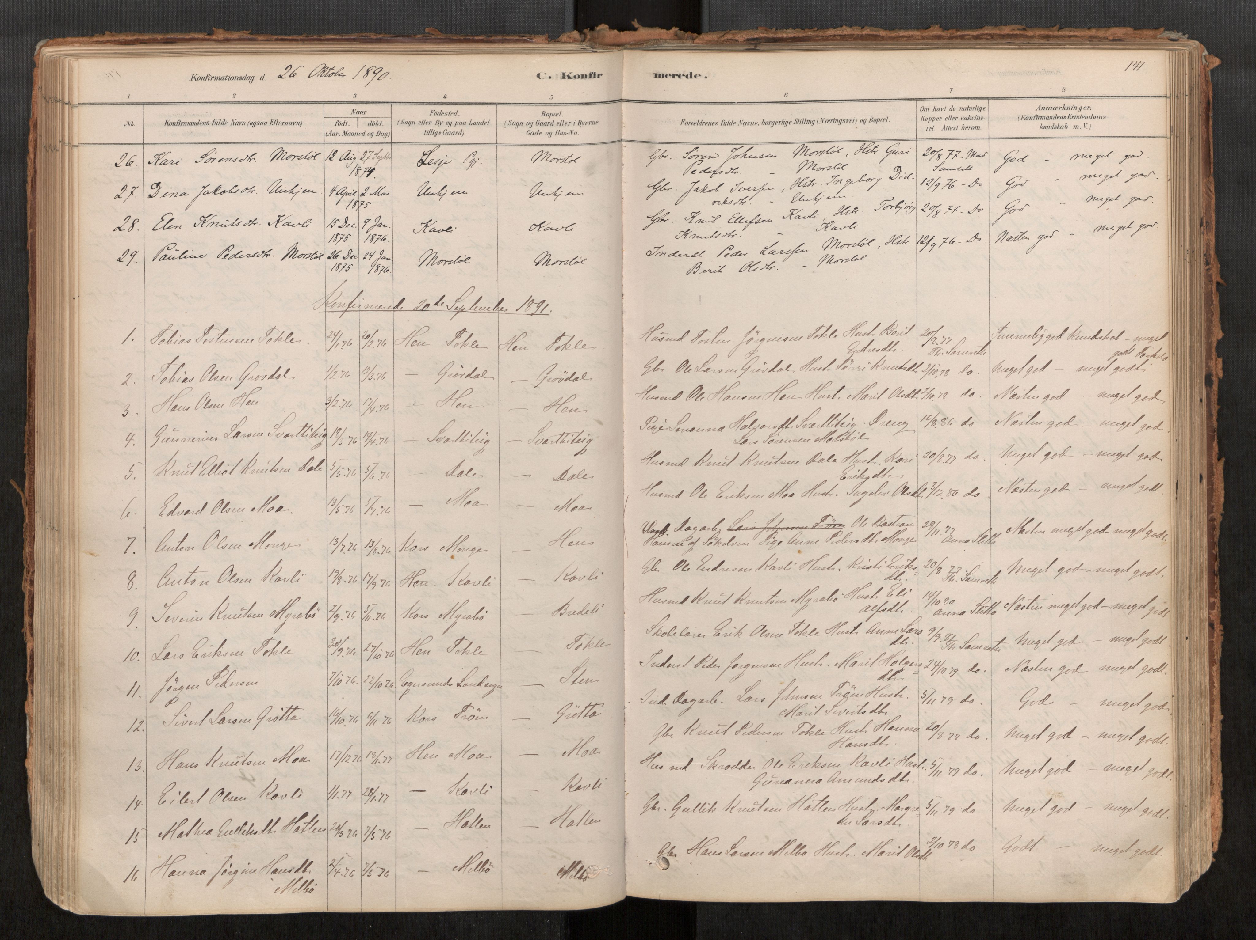 Ministerialprotokoller, klokkerbøker og fødselsregistre - Møre og Romsdal, SAT/A-1454/545/L0594: Parish register (official) no. 545A03, 1878-1920, p. 141