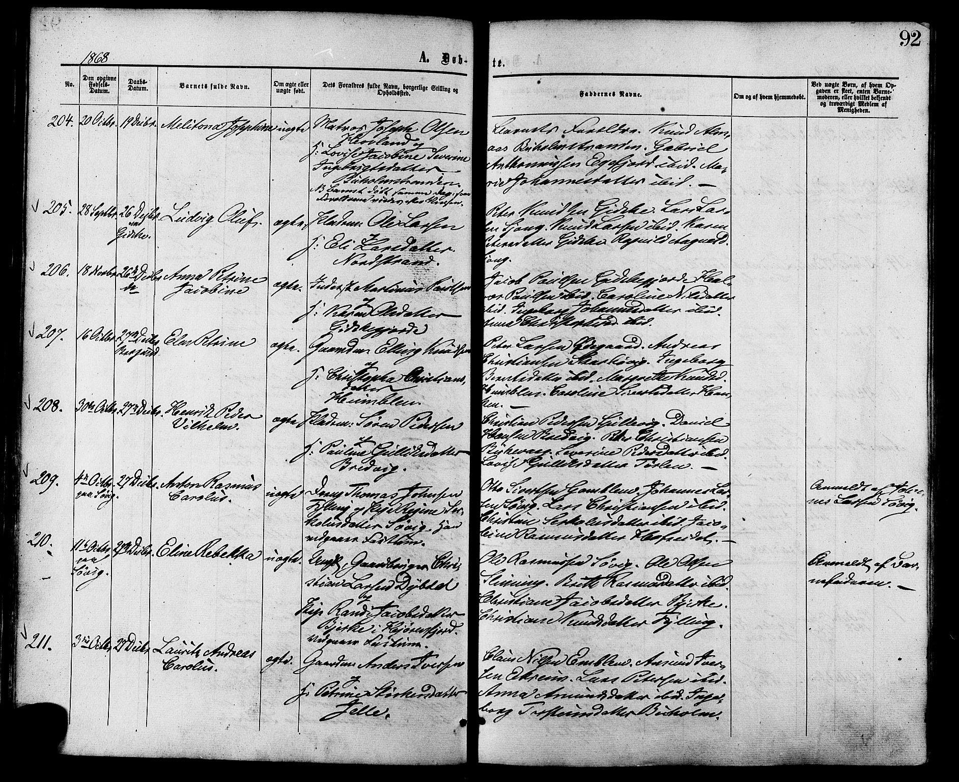 Ministerialprotokoller, klokkerbøker og fødselsregistre - Møre og Romsdal, AV/SAT-A-1454/528/L0399: Parish register (official) no. 528A10, 1864-1879, p. 92