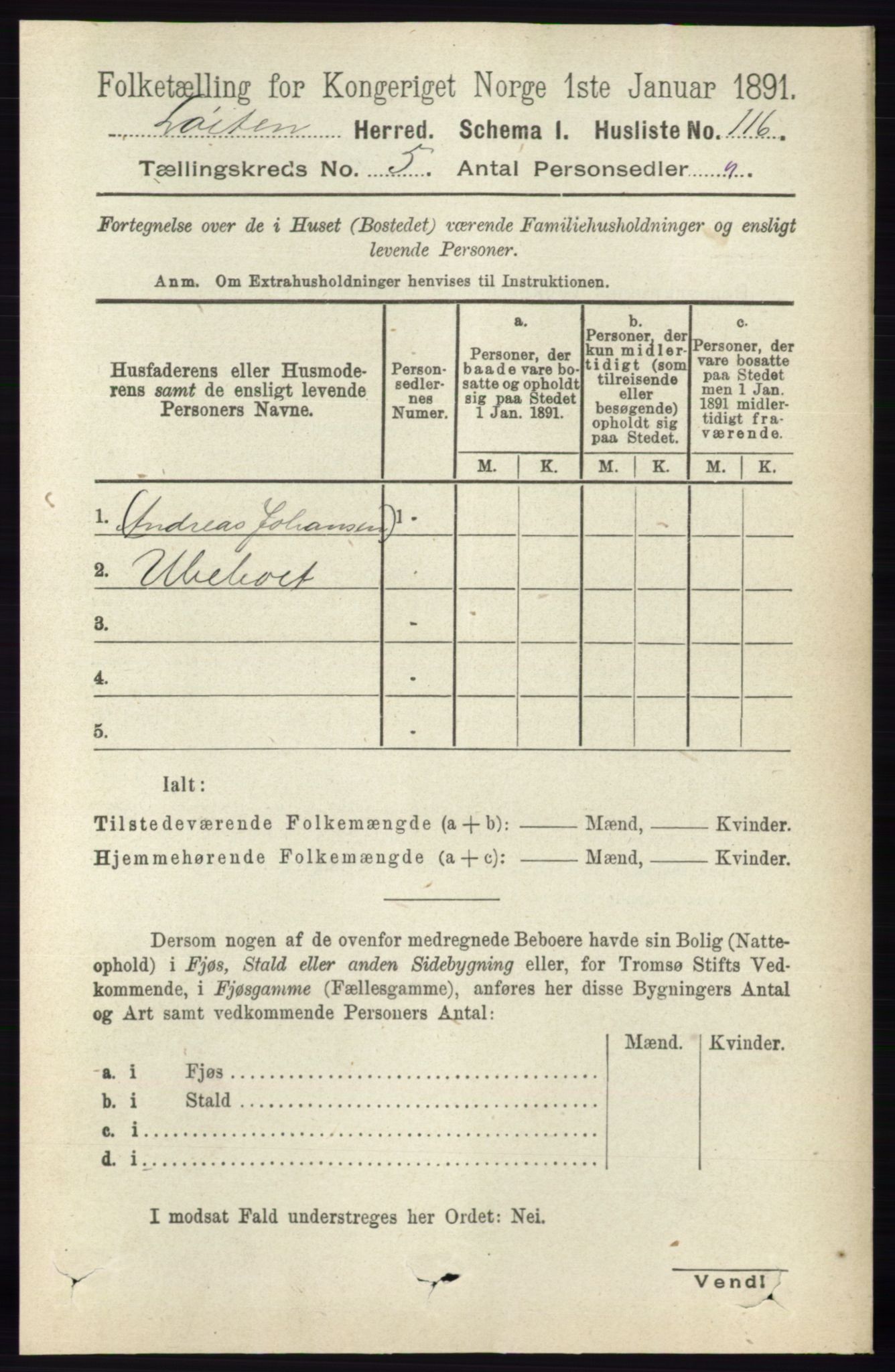 RA, 1891 census for 0415 Løten, 1891, p. 3421