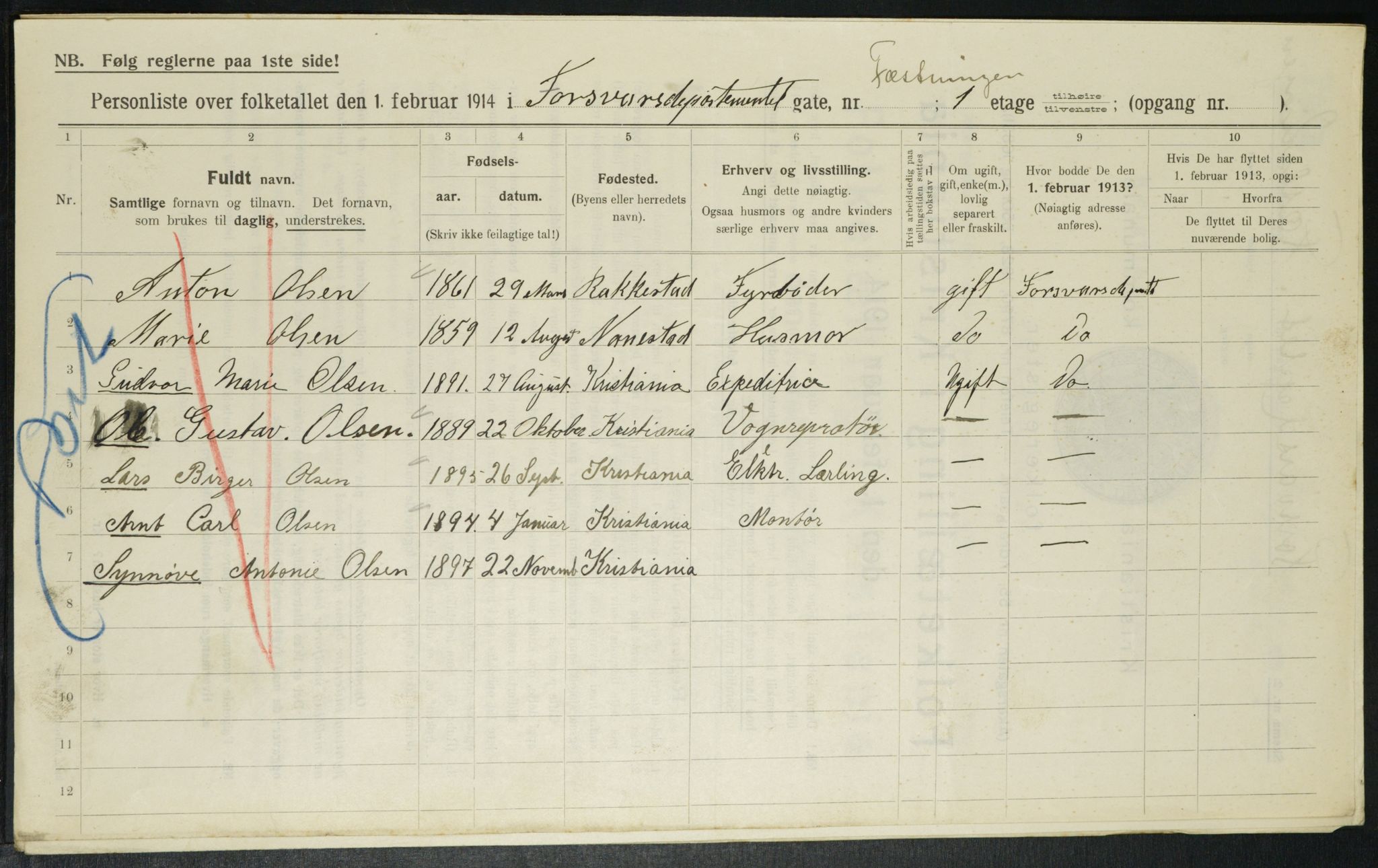 OBA, Municipal Census 1914 for Kristiania, 1914, p. 3360