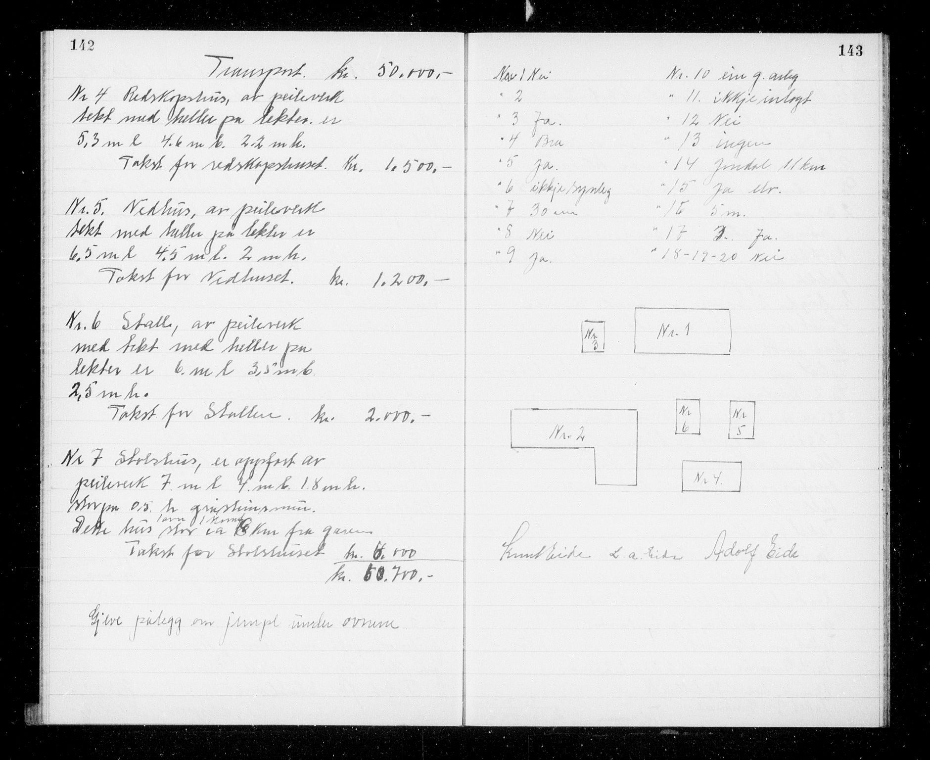 Lensmannen i Jondal, AV/SAB-A-33101/0012/L0003: Branntakstprotokoll, 1948-1951, p. 142-143