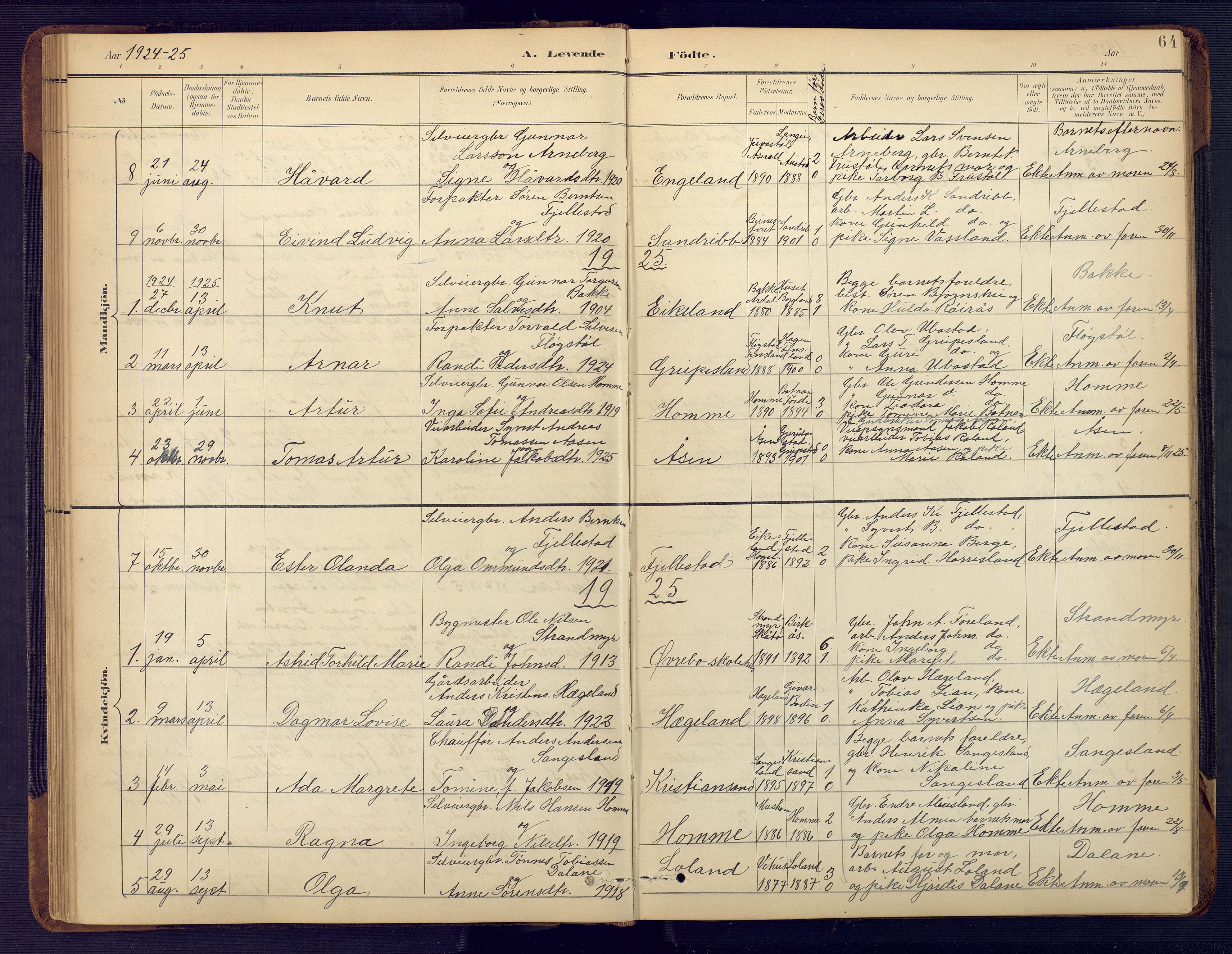 Vennesla sokneprestkontor, SAK/1111-0045/Fb/Fbc/L0003: Parish register (copy) no. B 3, 1895-1946, p. 64