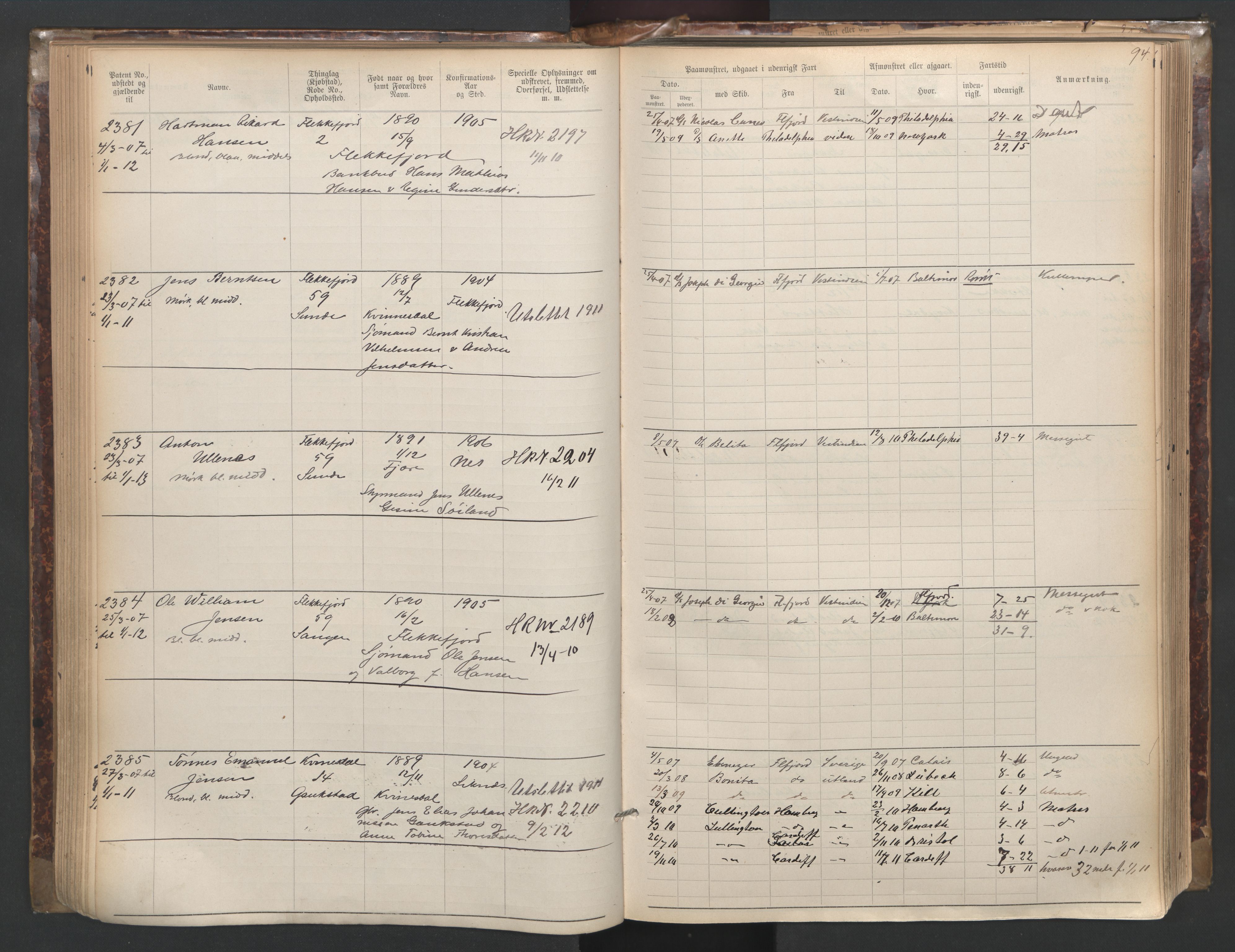 Flekkefjord mønstringskrets, SAK/2031-0018/F/Fa/L0003: Annotasjonsrulle nr 1921-2963 med register, N-3, 1892-1948, p. 125