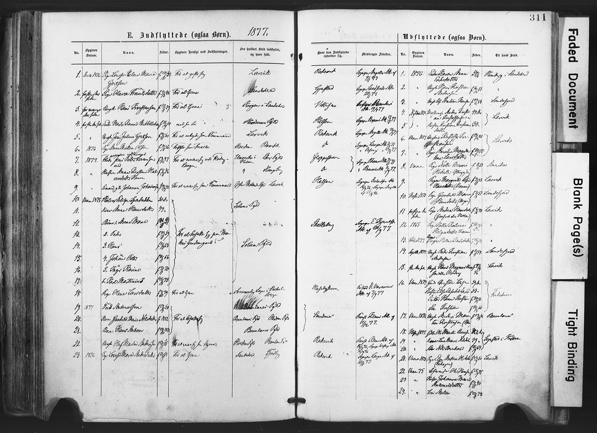 Tjølling kirkebøker, SAKO/A-60/F/Fa/L0008: Parish register (official) no. 8, 1877-1886, p. 311