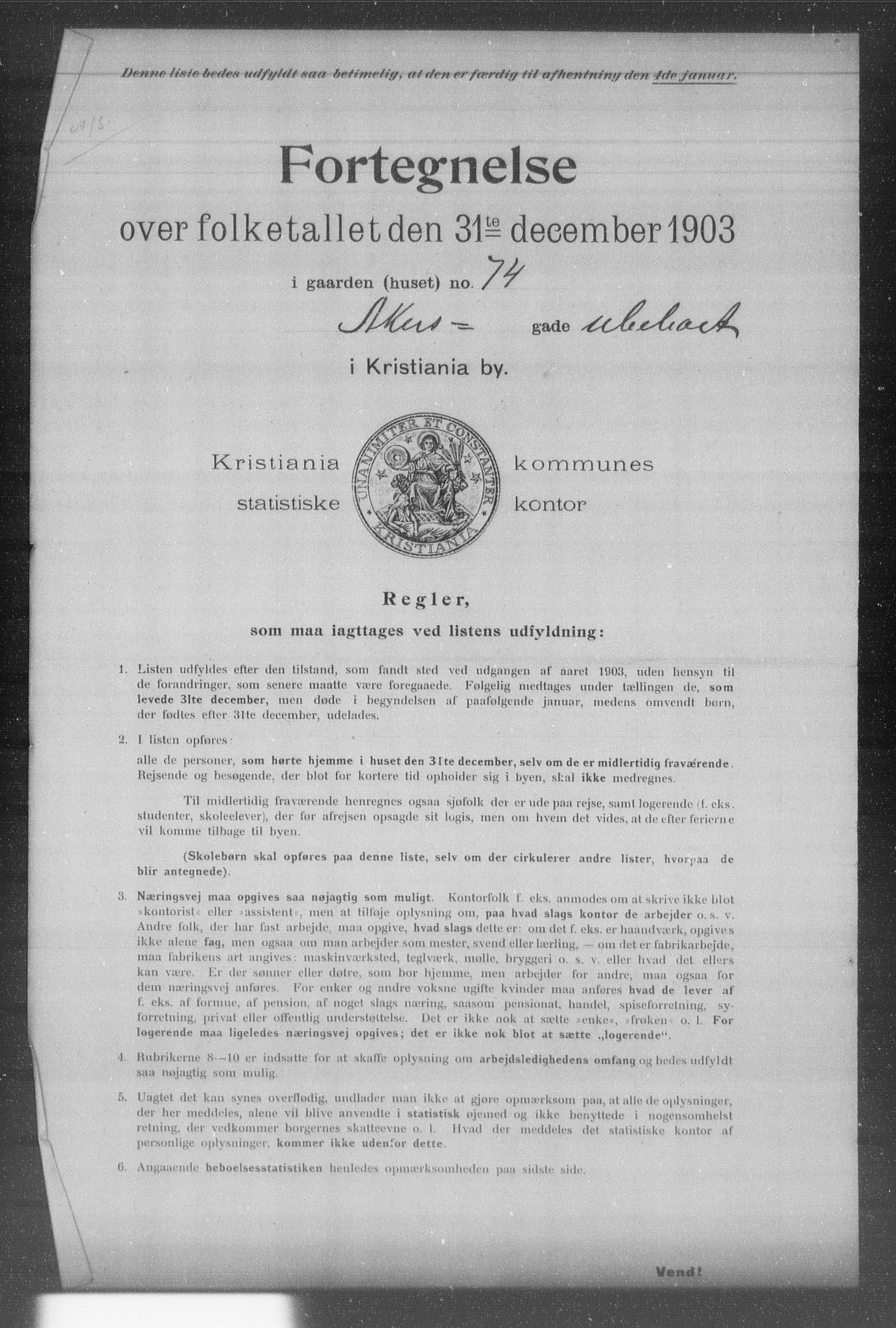 OBA, Municipal Census 1903 for Kristiania, 1903, p. 206