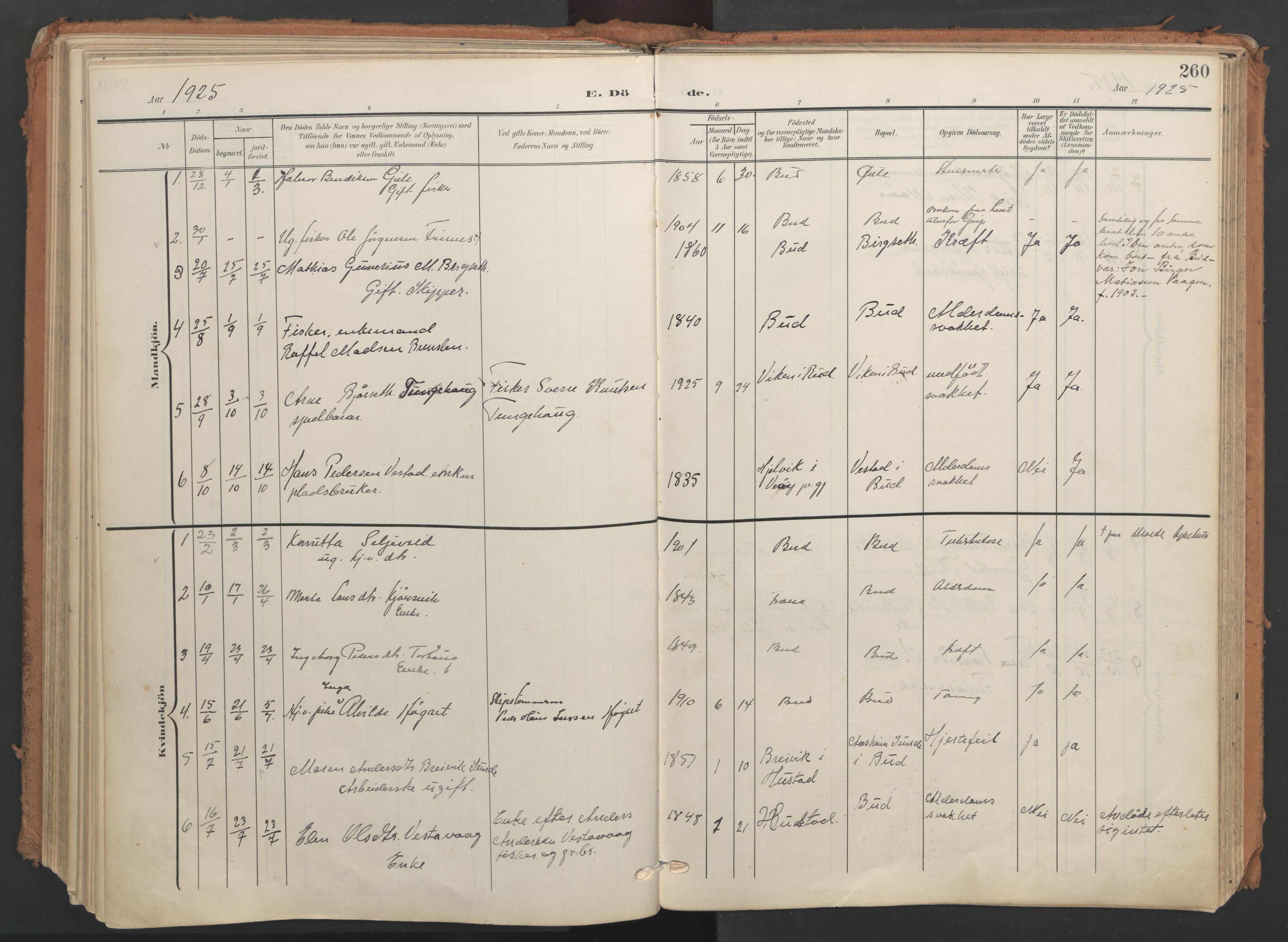 Ministerialprotokoller, klokkerbøker og fødselsregistre - Møre og Romsdal, SAT/A-1454/566/L0771: Parish register (official) no. 566A10, 1904-1929, p. 260