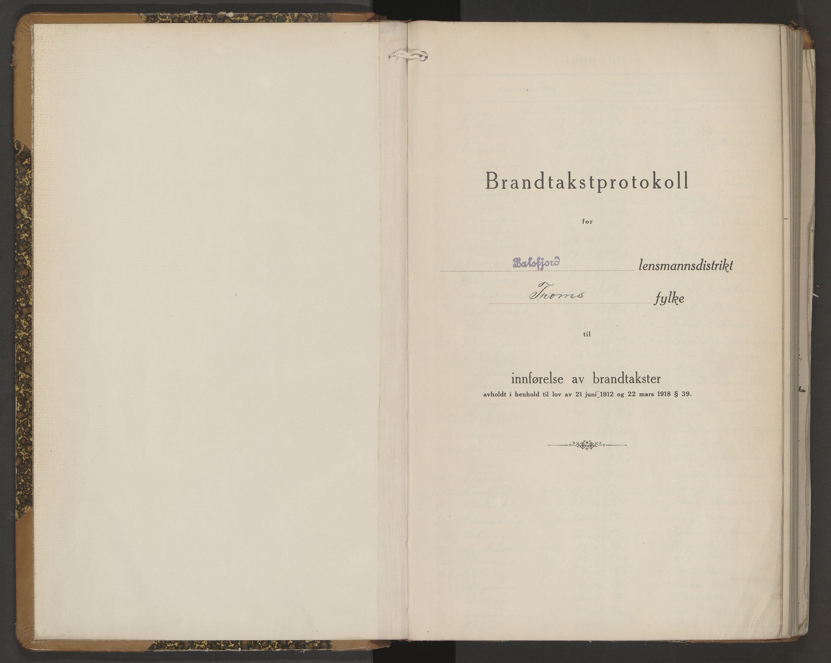 Lensmannen i Balsfjord, AV/SATØ-S-0085/Hf/Hfb/L0186: Branntakstprotokoller 1873-1973. Med register, 1928-1929