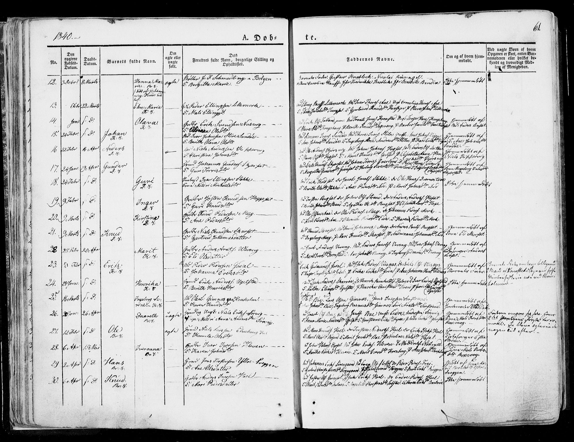 Ministerialprotokoller, klokkerbøker og fødselsregistre - Møre og Romsdal, AV/SAT-A-1454/568/L0803: Parish register (official) no. 568A10, 1830-1853, p. 61