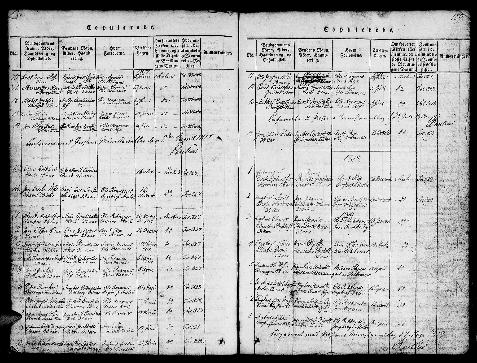 Ministerialprotokoller, klokkerbøker og fødselsregistre - Sør-Trøndelag, SAT/A-1456/674/L0874: Parish register (copy) no. 674C01, 1816-1860, p. 189