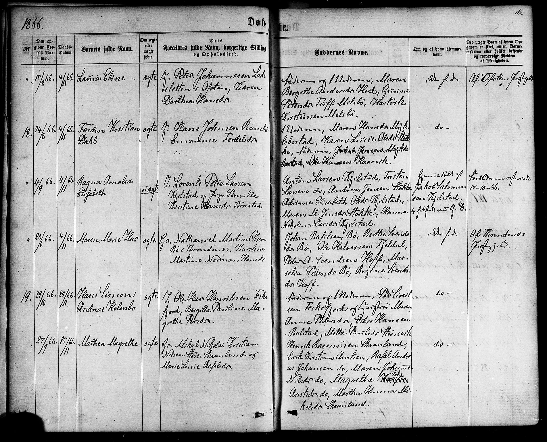 Ministerialprotokoller, klokkerbøker og fødselsregistre - Nordland, AV/SAT-A-1459/865/L0923: Parish register (official) no. 865A01, 1864-1884, p. 16