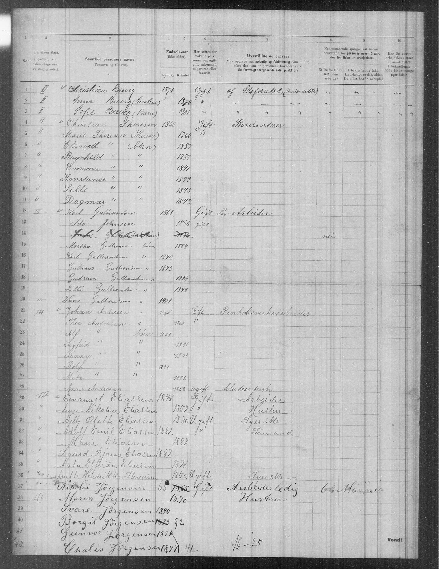 OBA, Municipal Census 1902 for Kristiania, 1902, p. 1705