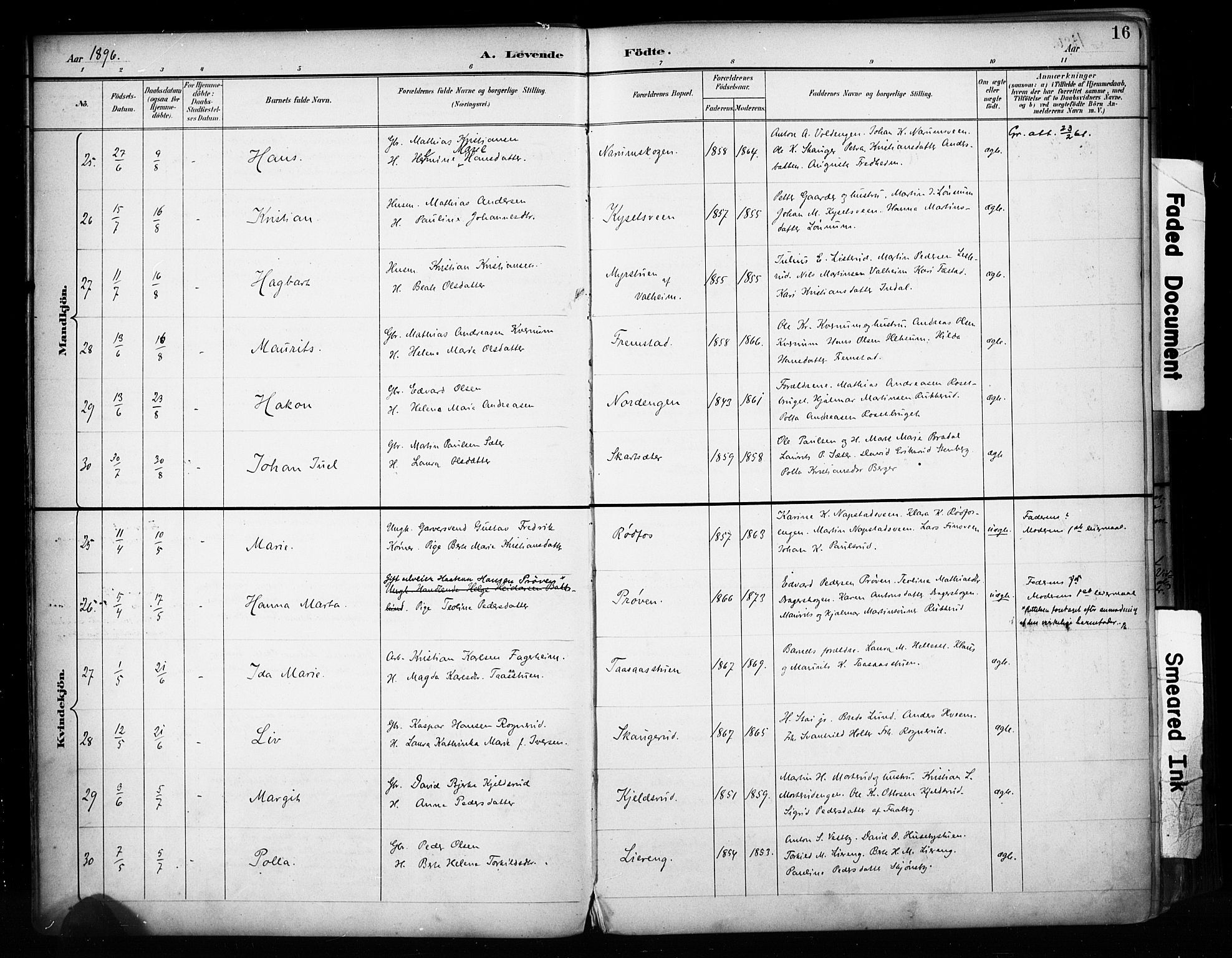 Vestre Toten prestekontor, AV/SAH-PREST-108/H/Ha/Haa/L0011: Parish register (official) no. 11, 1895-1906, p. 16