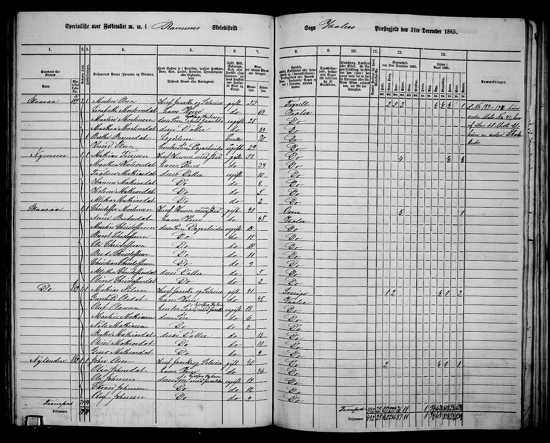 RA, 1865 census for Våler, 1865, p. 127