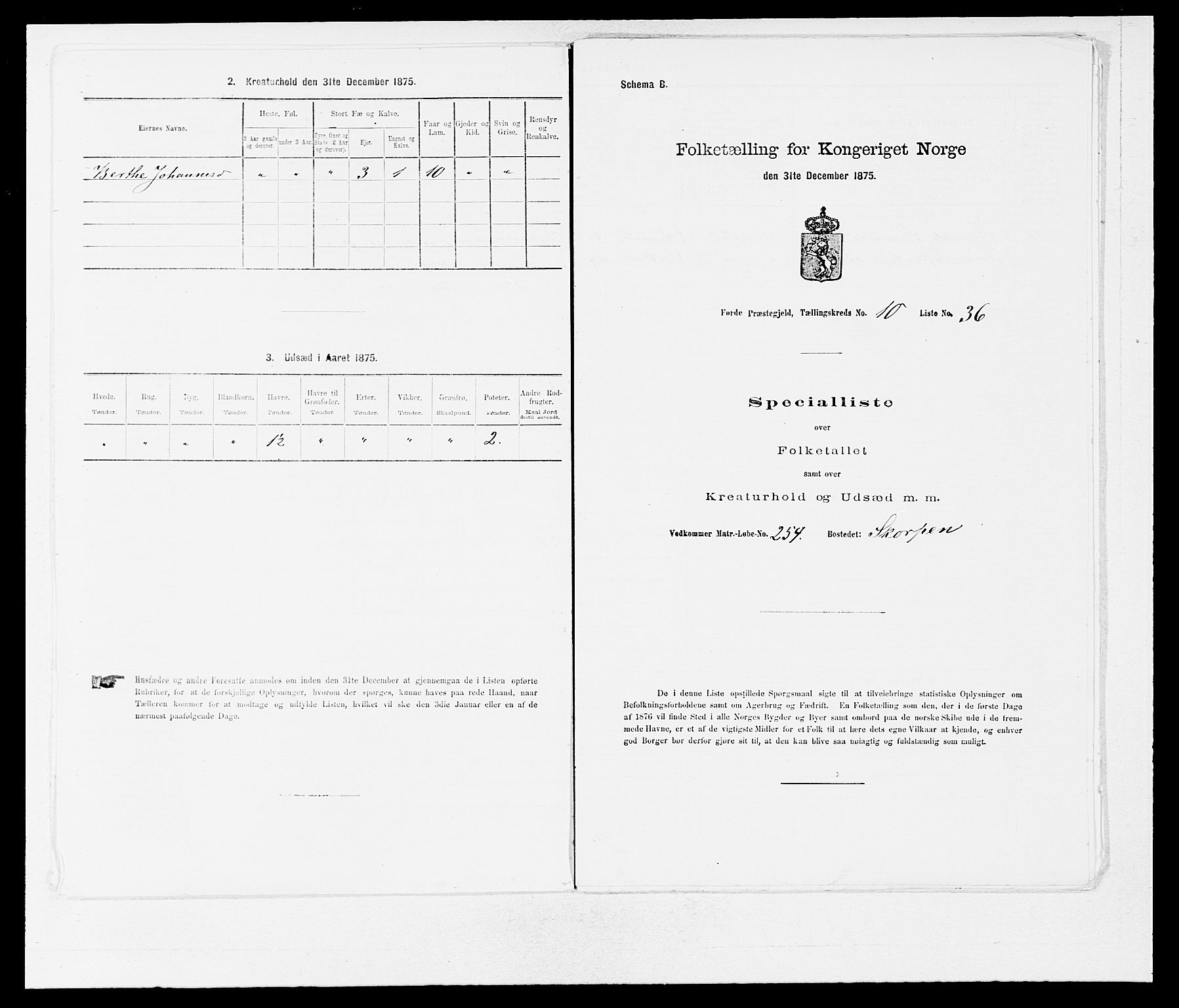 SAB, 1875 census for 1432P Førde, 1875, p. 1233