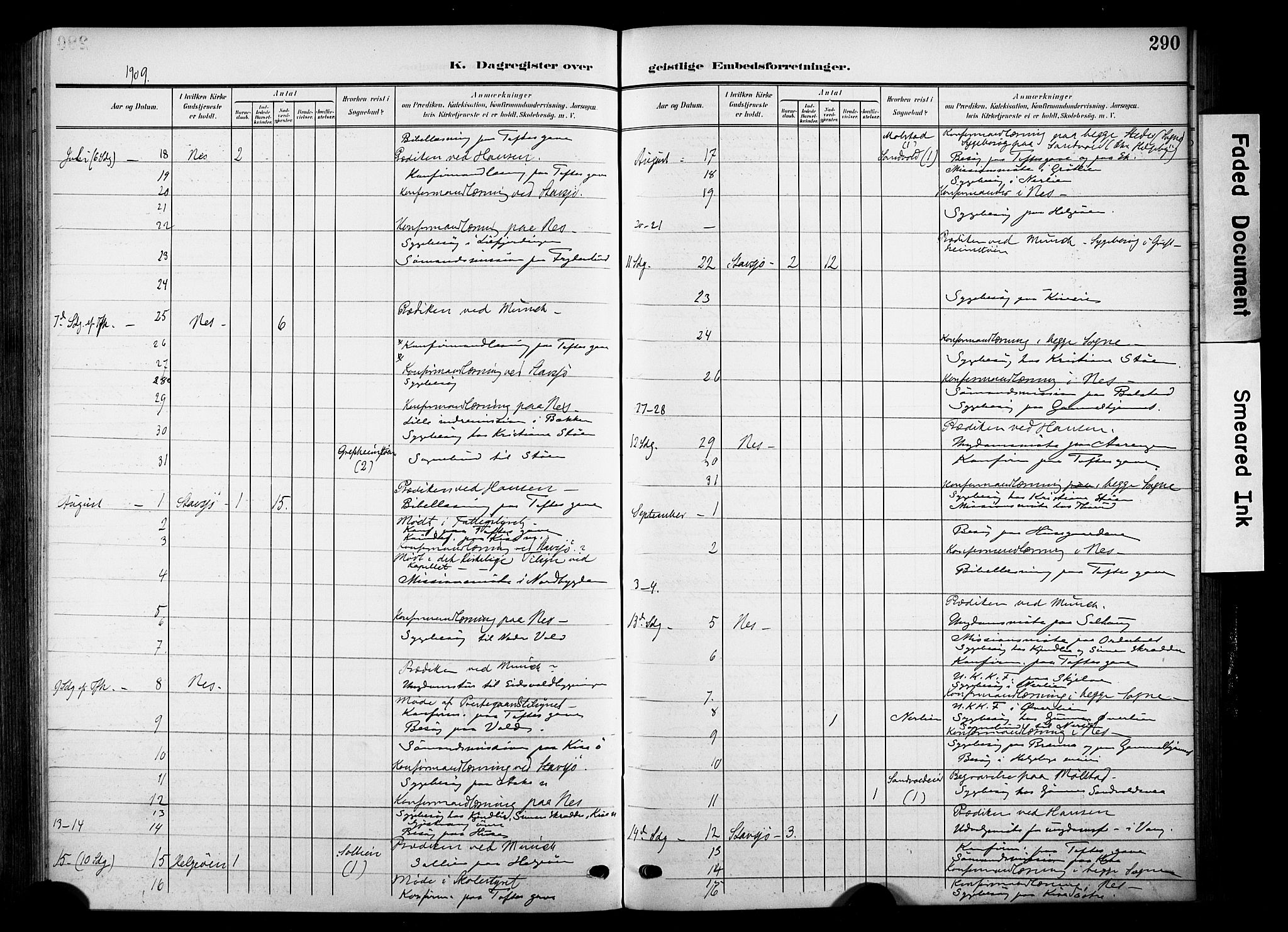 Nes prestekontor, Hedmark, AV/SAH-PREST-020/K/Ka/L0014: Parish register (official) no. 14, 1906-1929, p. 290