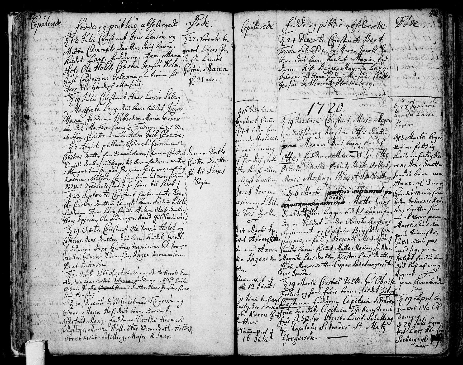 Tønsberg kirkebøker, AV/SAKO-A-330/F/Fb/L0001: Parish register (official) no. II 1, 1690-1796, p. 42-43