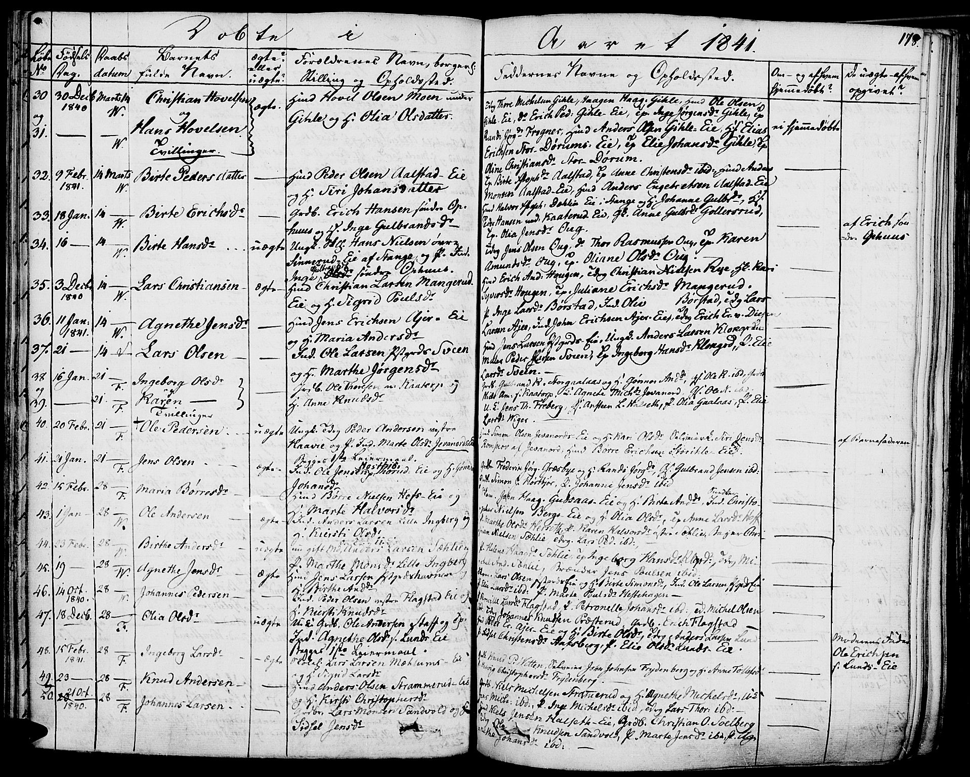 Vang prestekontor, Hedmark, AV/SAH-PREST-008/H/Ha/Haa/L0009: Parish register (official) no. 9, 1826-1841, p. 178