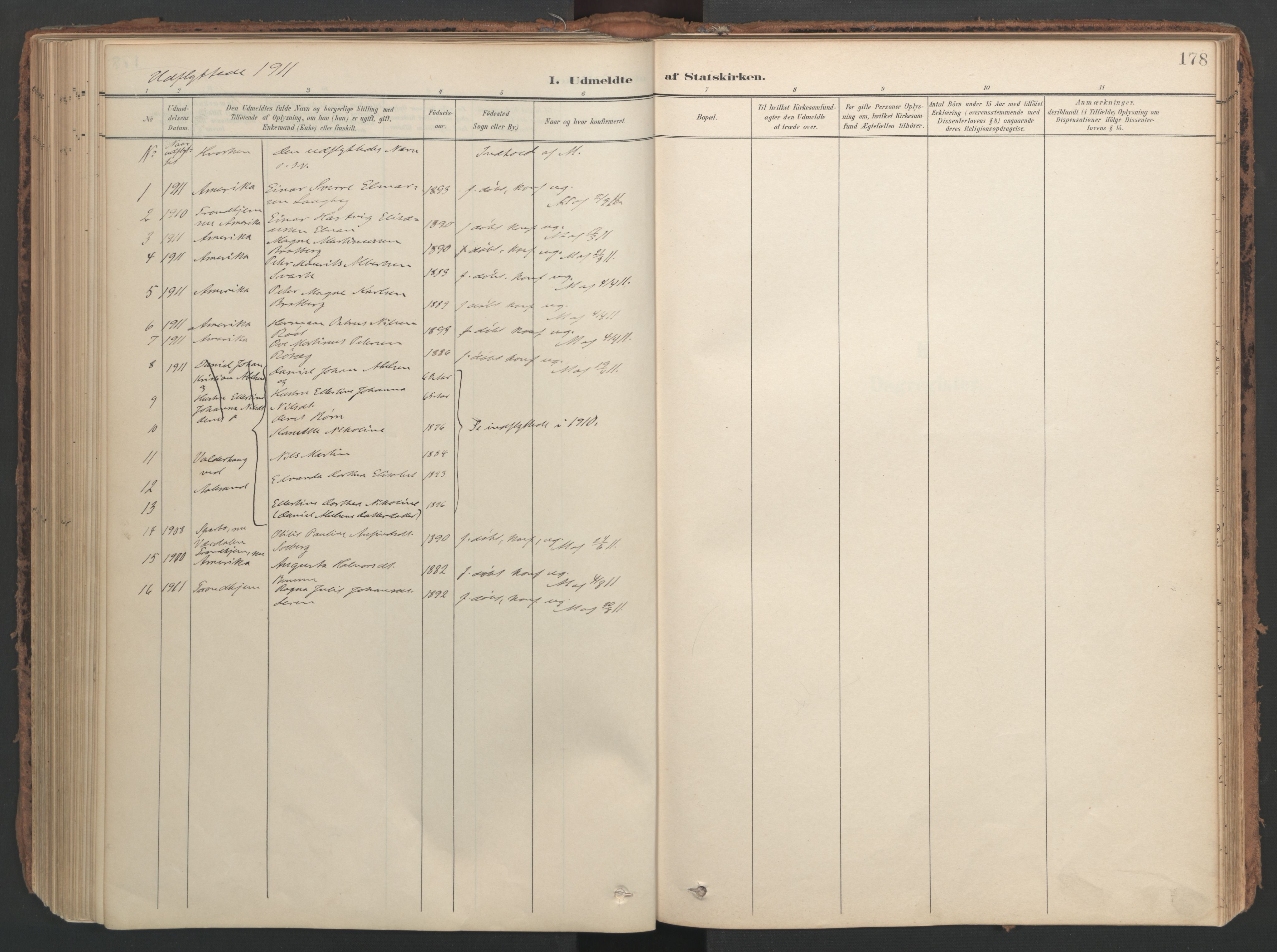 Ministerialprotokoller, klokkerbøker og fødselsregistre - Nord-Trøndelag, SAT/A-1458/741/L0397: Parish register (official) no. 741A11, 1901-1911, p. 178