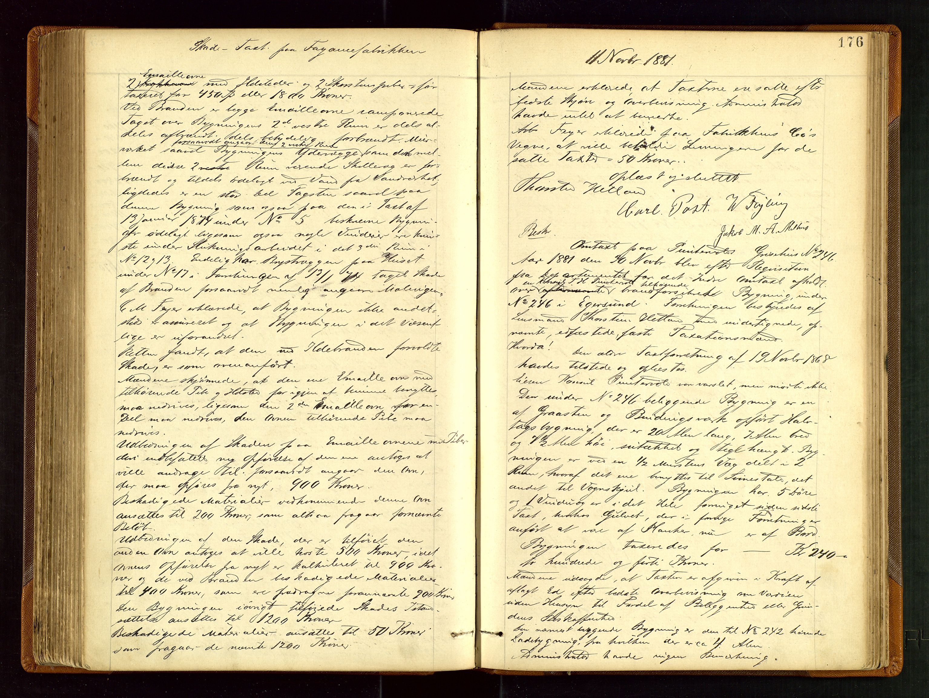 Eigersund lensmannskontor, AV/SAST-A-100171/God/L0003: "Brandtaxationsprotokol", 1874-1886, p. 175b-176a