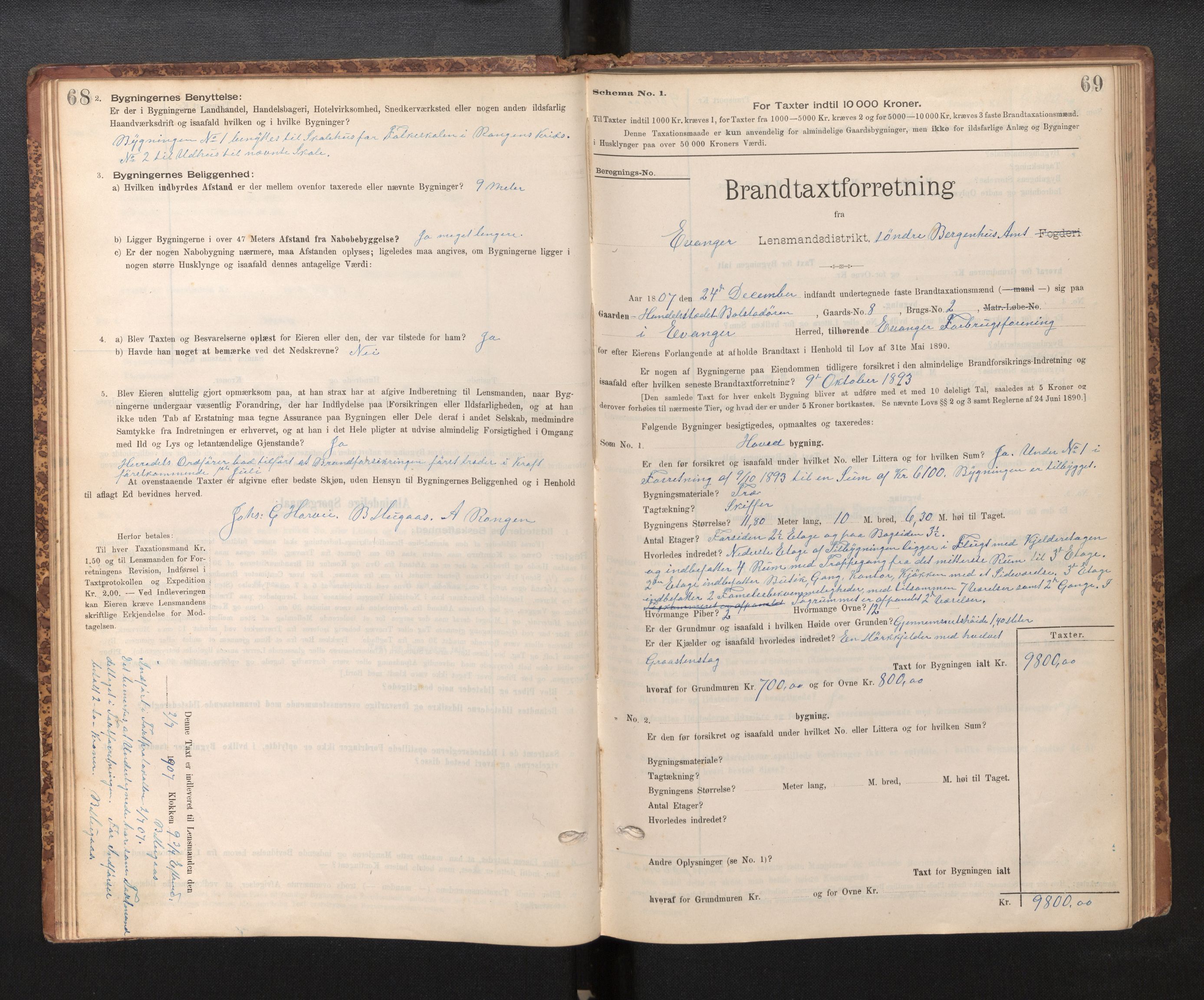 Lensmannen i Evanger, SAB/A-31701/0012/L0005: Branntakstprotokoll, skjematakst, 1895-1935, p. 68-69