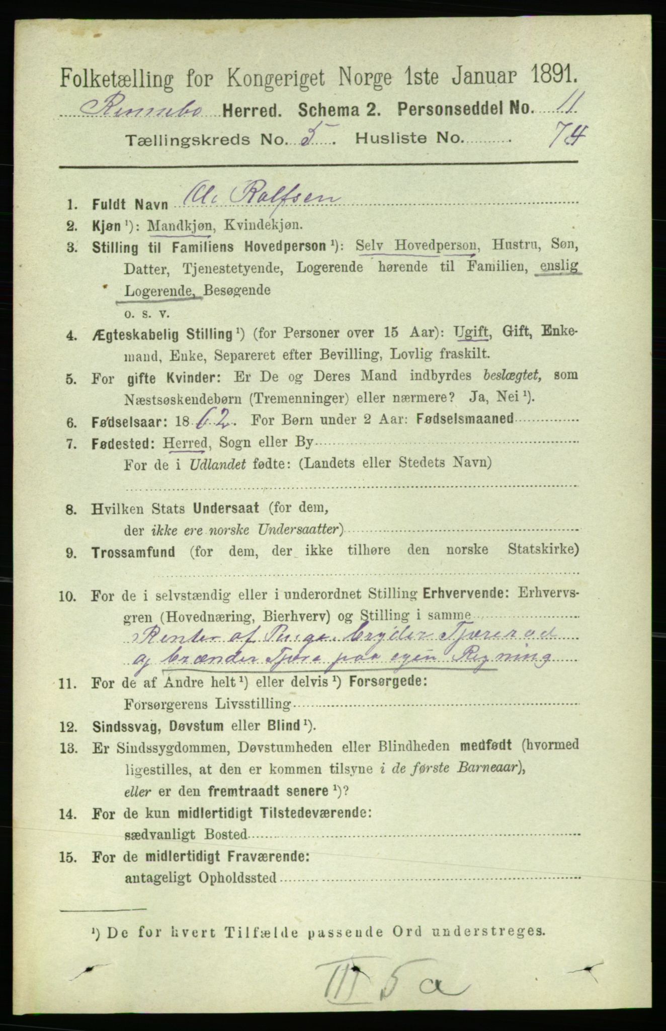 RA, 1891 census for 1635 Rennebu, 1891, p. 3039