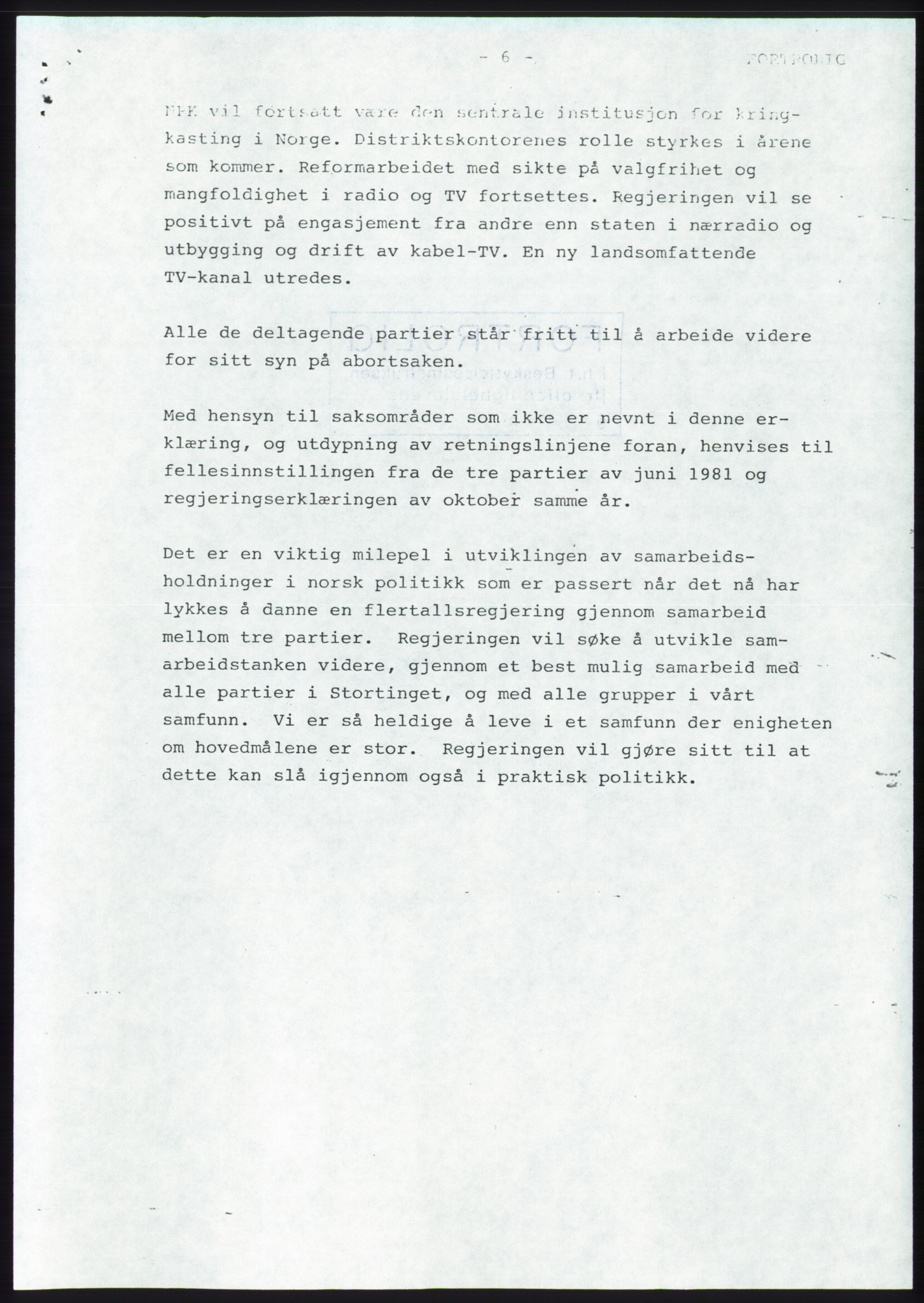 Forhandlingsmøtene 1983 mellom Høyre, KrF og Senterpartiet om dannelse av regjering, RA/PA-0696/A/L0001: Forhandlingsprotokoll, 1983, p. 29