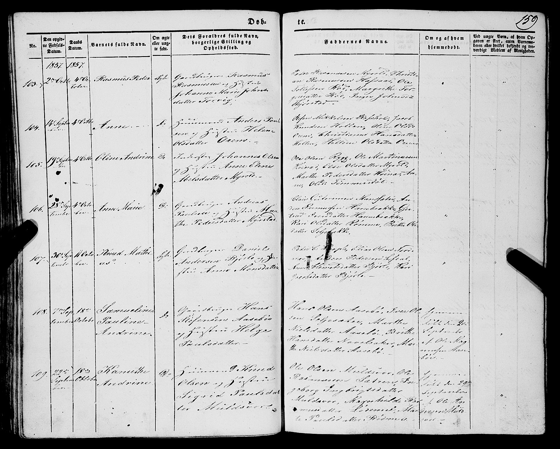 Eid sokneprestembete, AV/SAB-A-82301/H/Haa/Haaa/L0007: Parish register (official) no. A 7, 1844-1858, p. 159