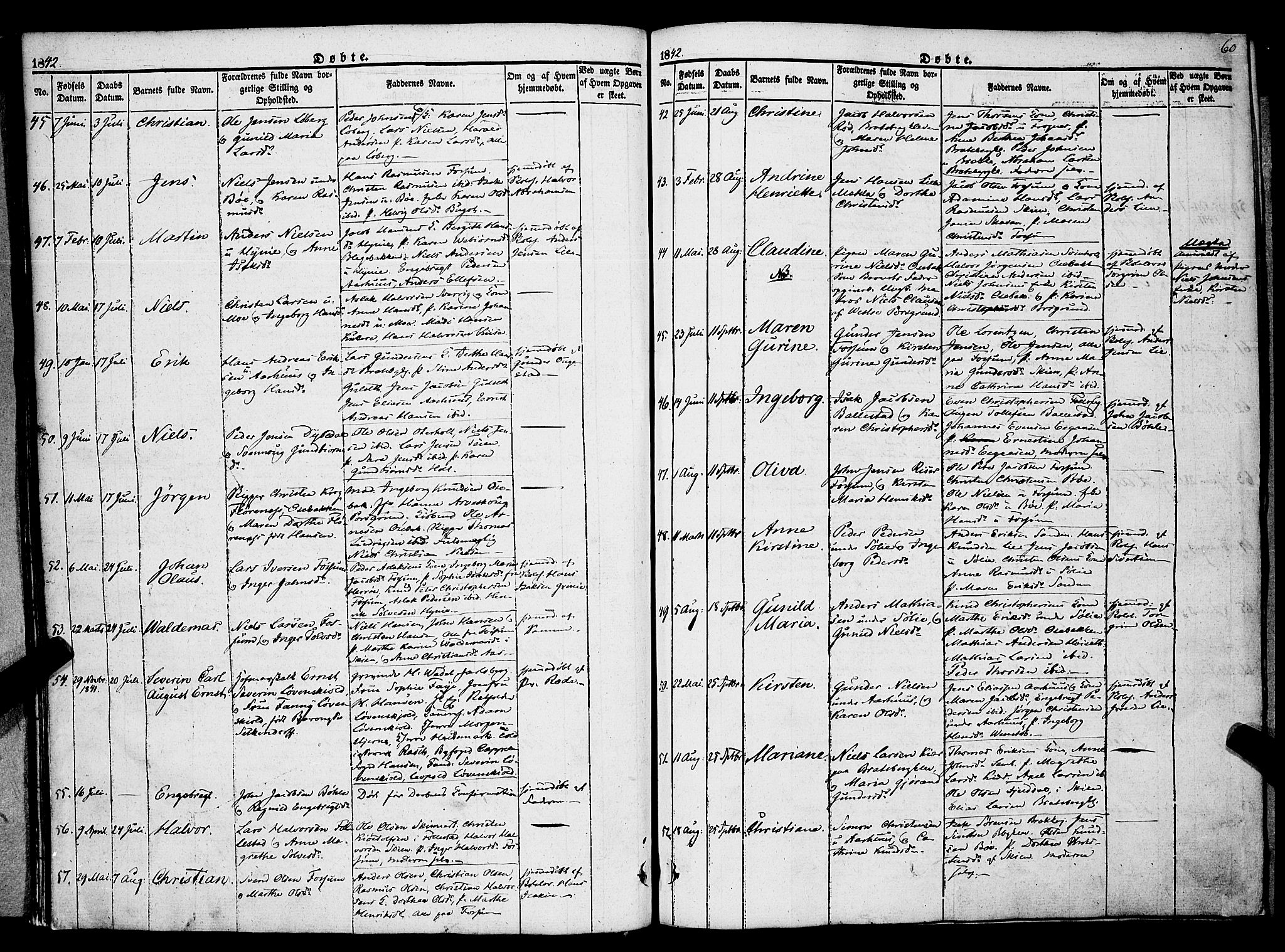 Gjerpen kirkebøker, SAKO/A-265/F/Fa/L0007a: Parish register (official) no. I 7A, 1834-1857, p. 60