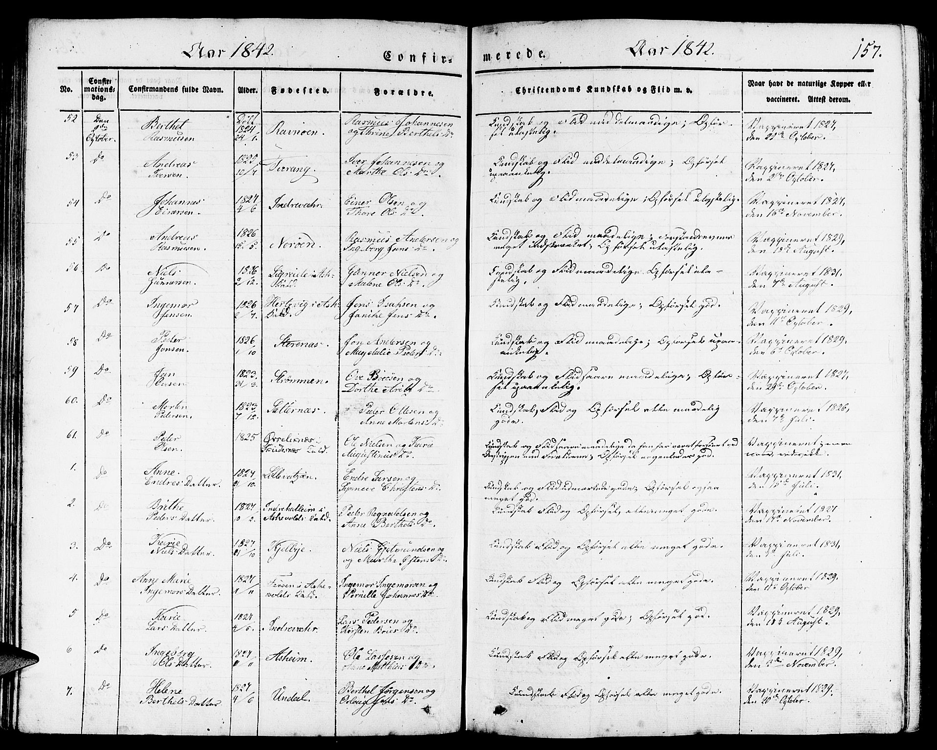 Gulen sokneprestembete, AV/SAB-A-80201/H/Haa/Haaa/L0020: Parish register (official) no. A 20, 1837-1847, p. 157