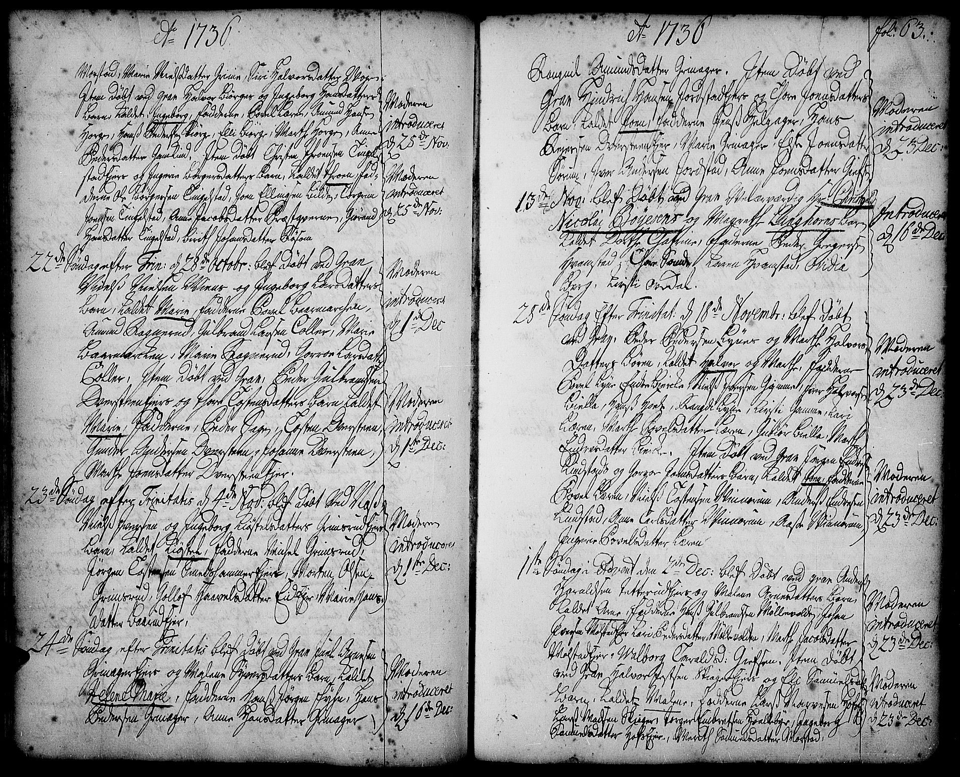 Gran prestekontor, AV/SAH-PREST-112/H/Ha/Haa/L0002: Parish register (official) no. 2, 1732-1744, p. 63