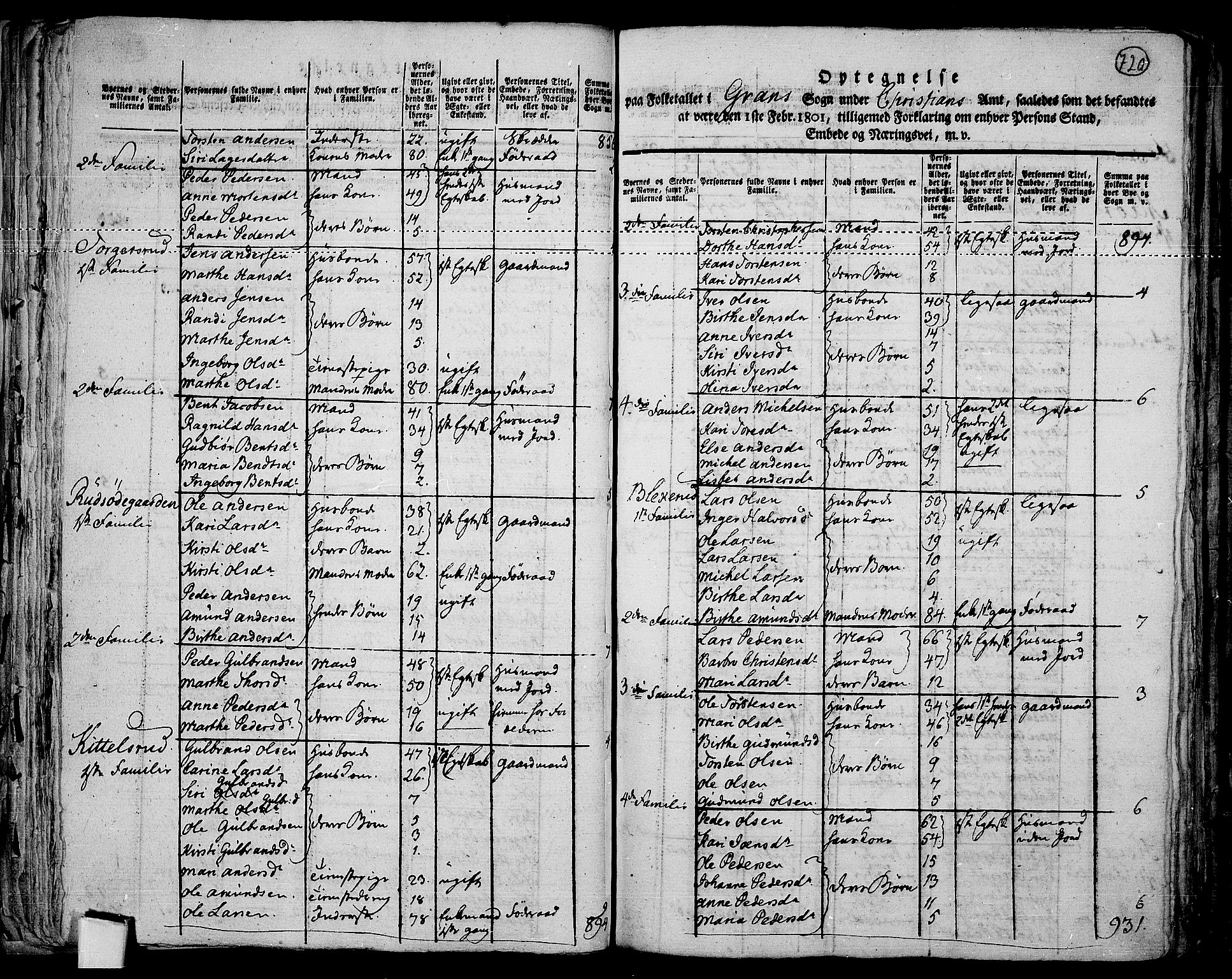 RA, 1801 census for 0534P Gran, 1801, p. 719b-720a