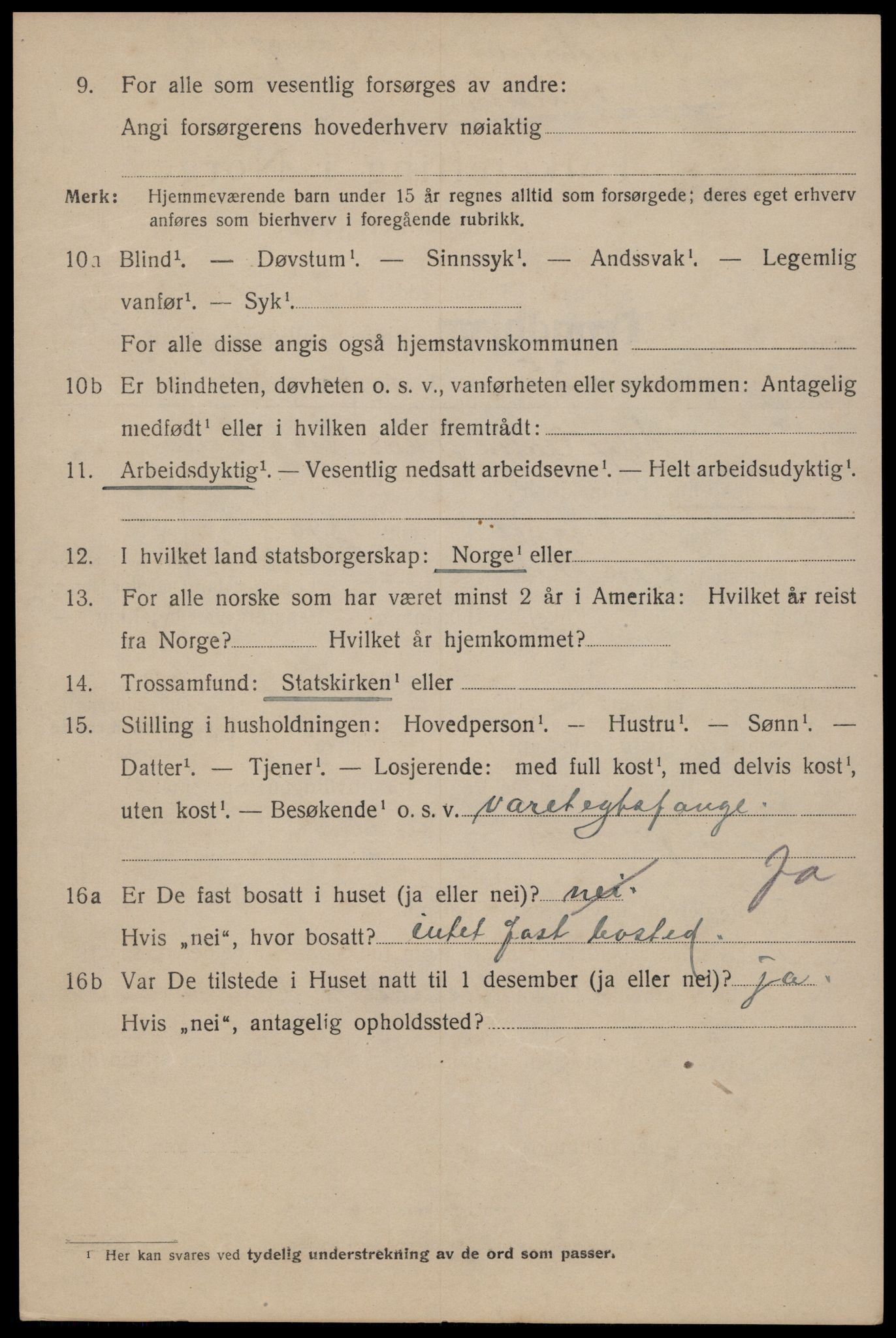 SAT, 1920 census for Trondheim, 1920, p. 69185