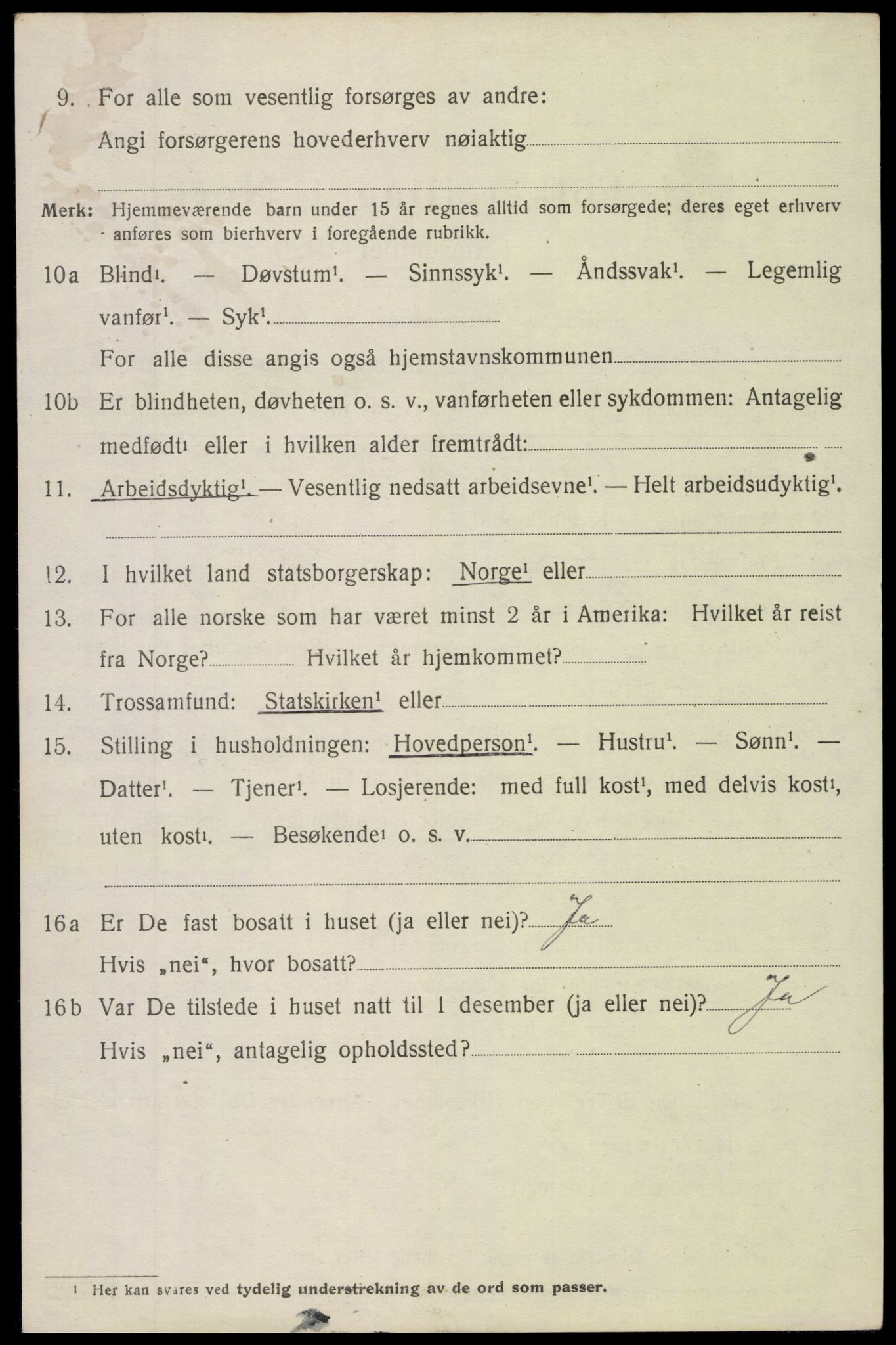 SAH, 1920 census for Øystre Slidre, 1920, p. 4016