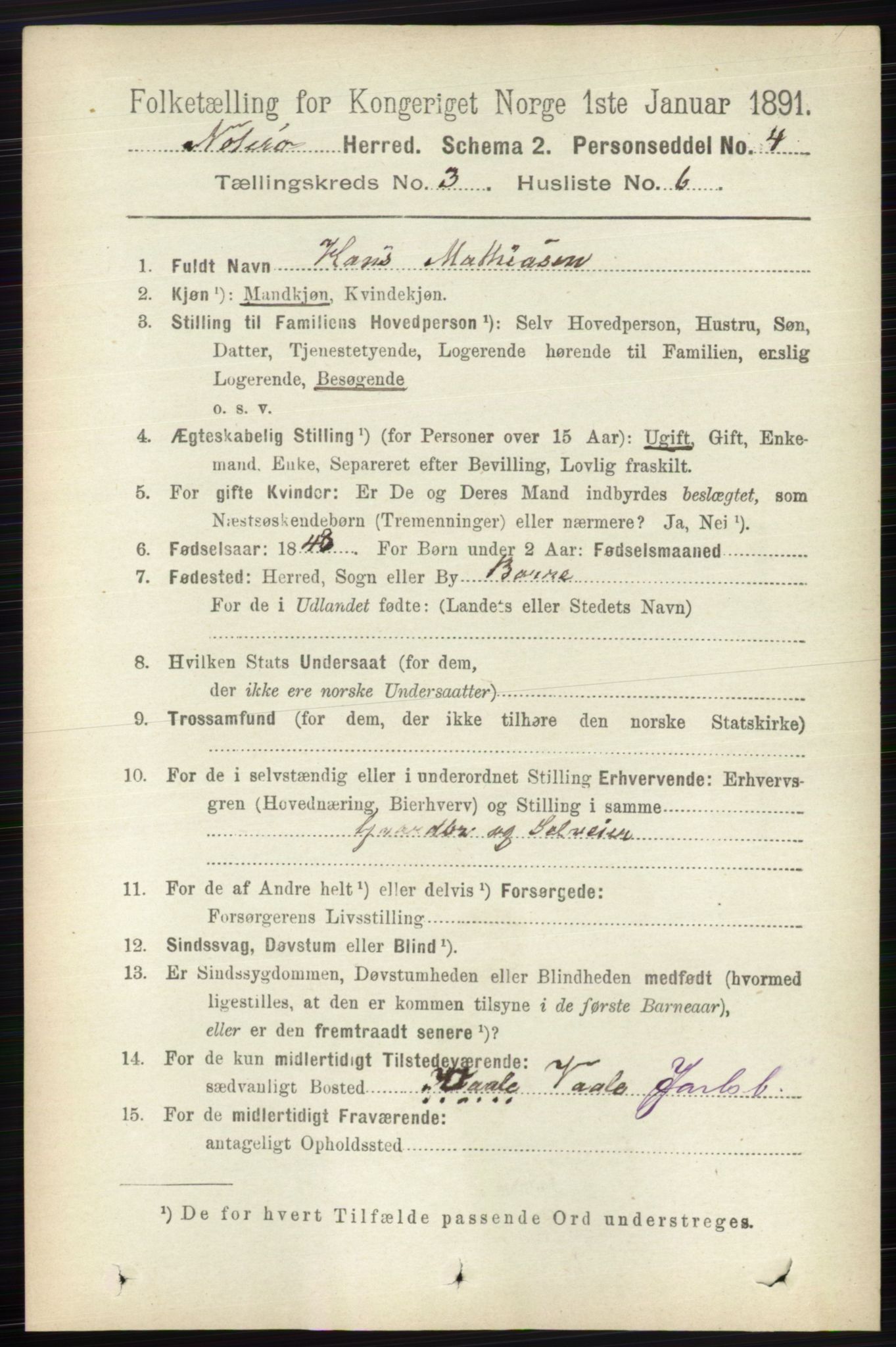 RA, 1891 census for 0722 Nøtterøy, 1891, p. 1567