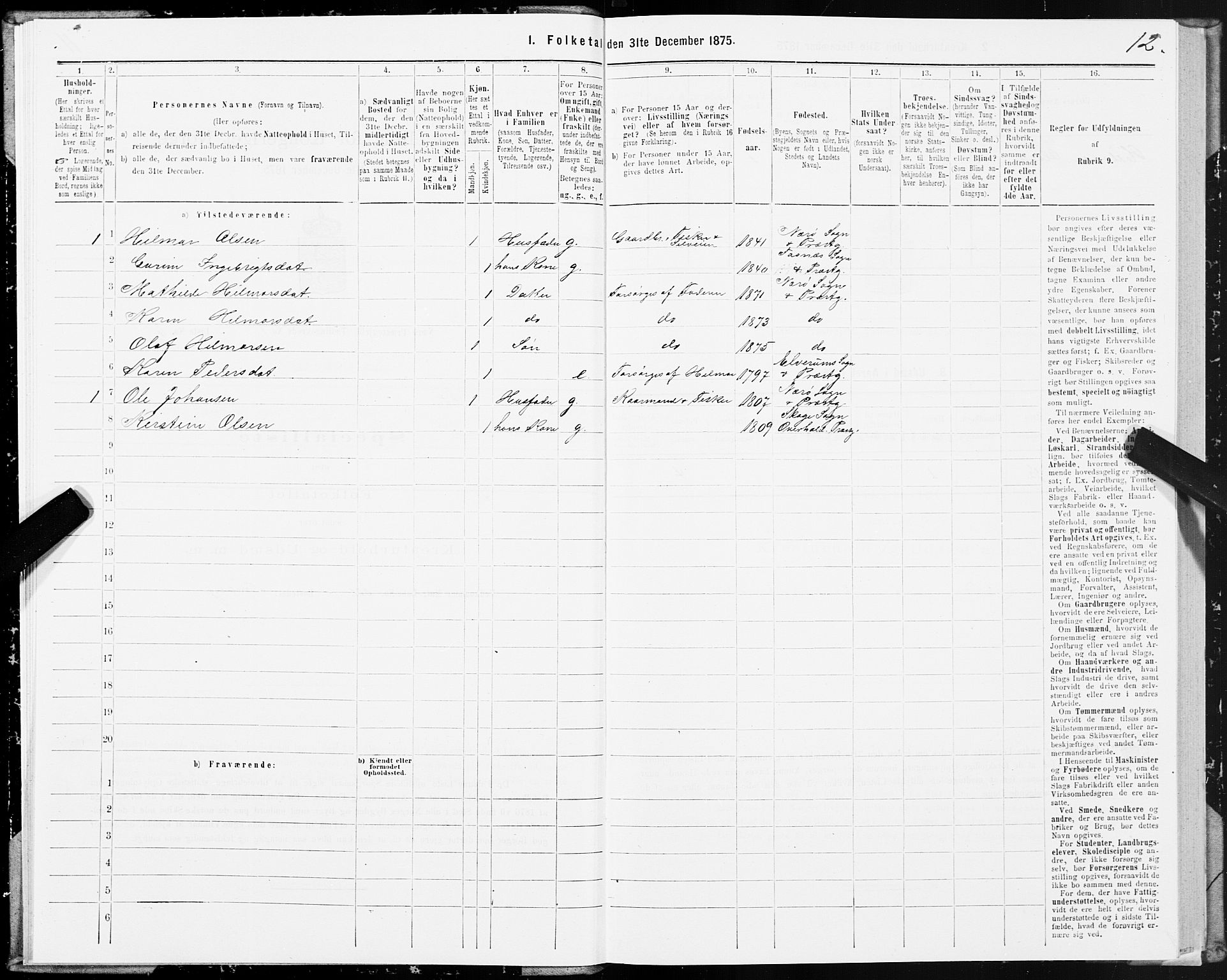 SAT, 1875 census for 1751P Nærøy, 1875, p. 1012
