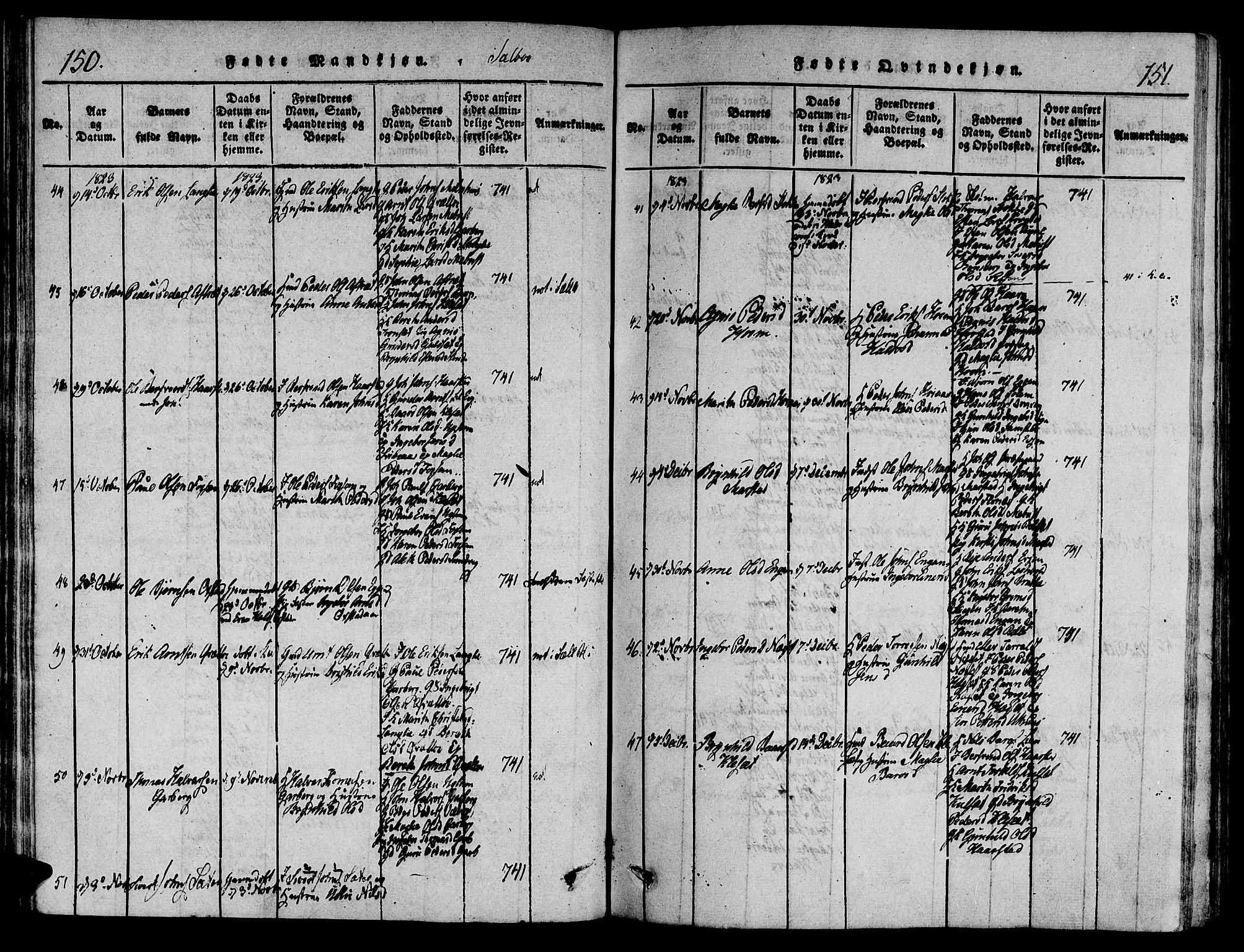 Ministerialprotokoller, klokkerbøker og fødselsregistre - Sør-Trøndelag, SAT/A-1456/695/L1141: Parish register (official) no. 695A04 /1, 1816-1824, p. 150-151