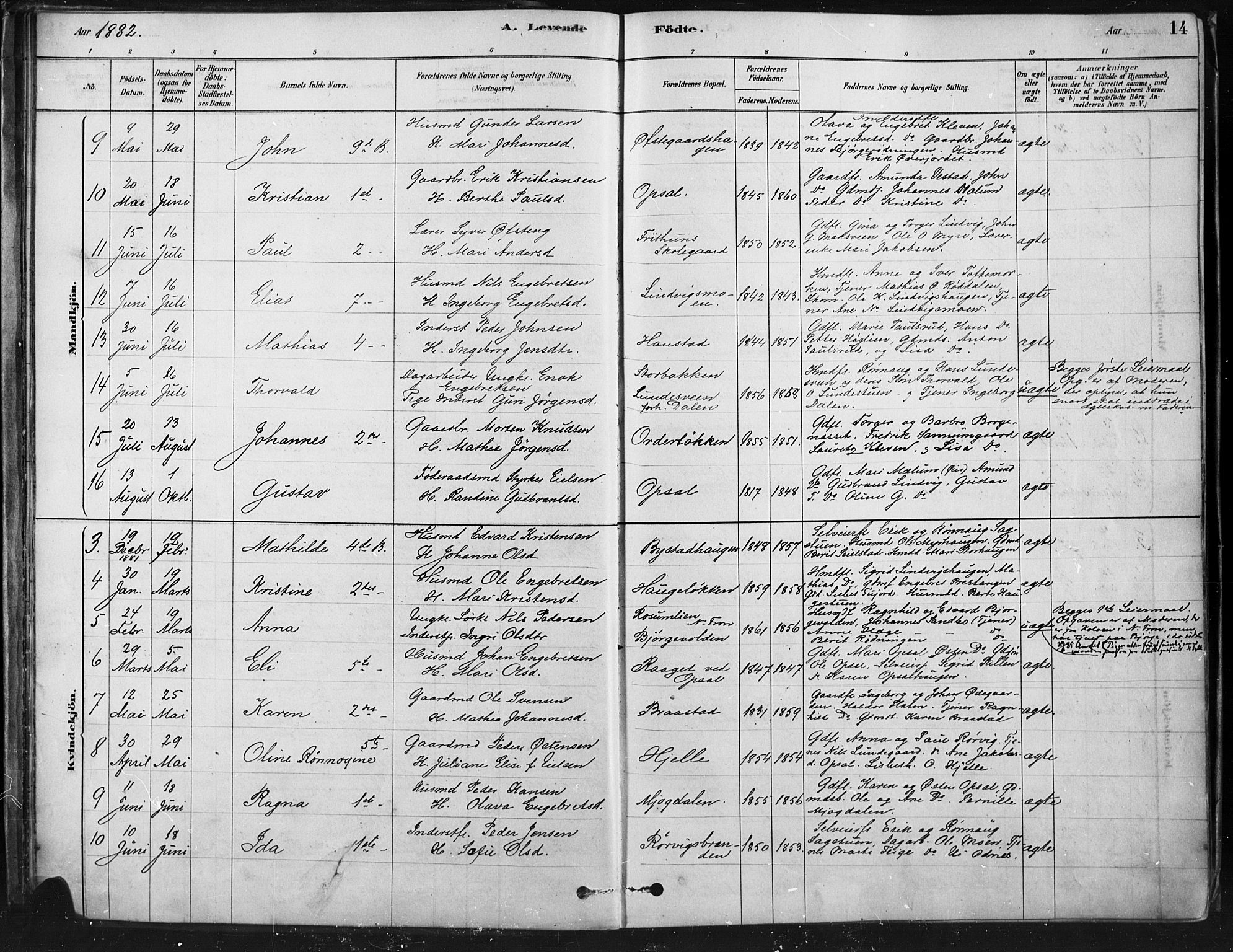 Ringebu prestekontor, SAH/PREST-082/H/Ha/Haa/L0009: Parish register (official) no. 9, 1878-1898, p. 14