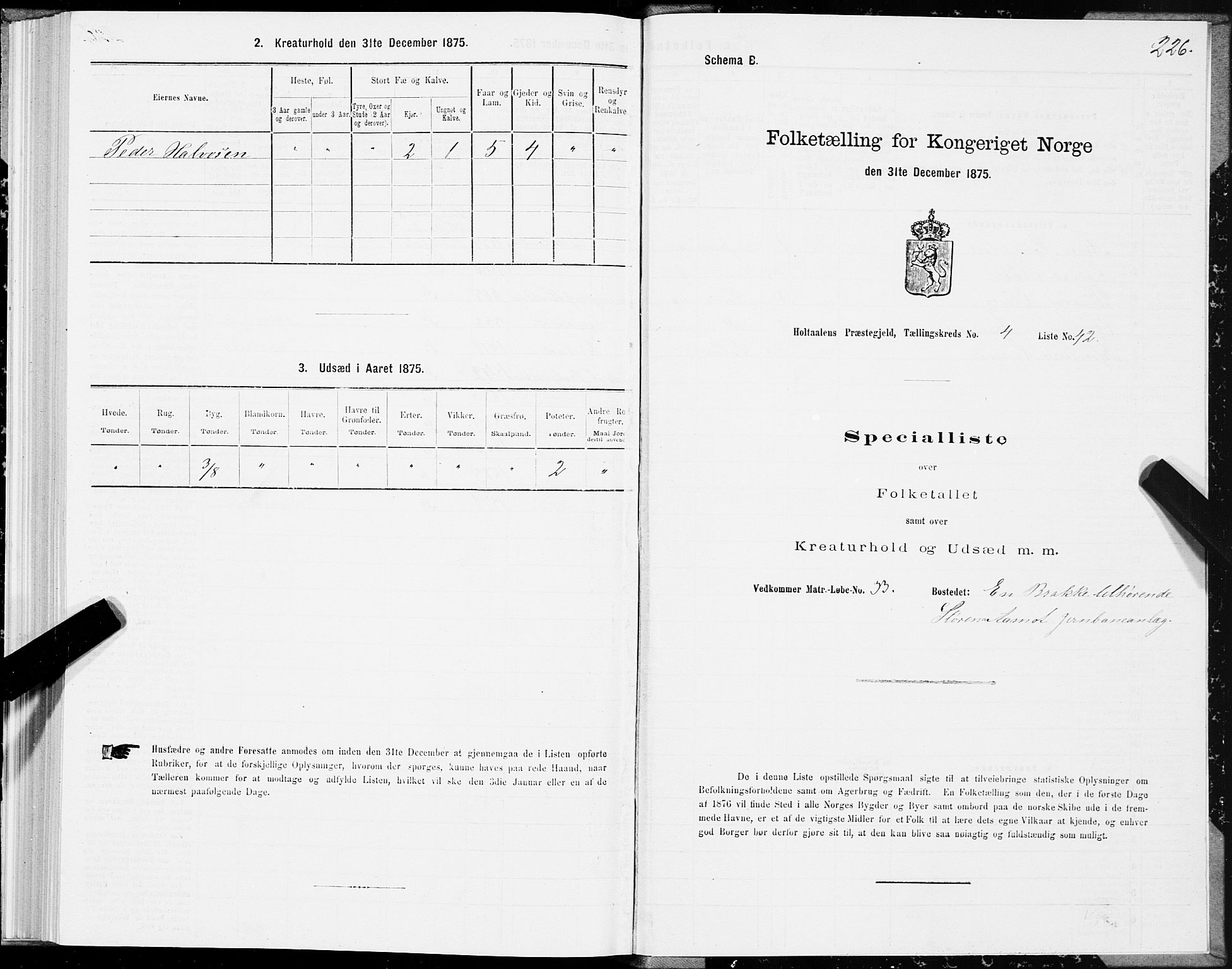 SAT, 1875 census for 1645P Haltdalen, 1875, p. 3226