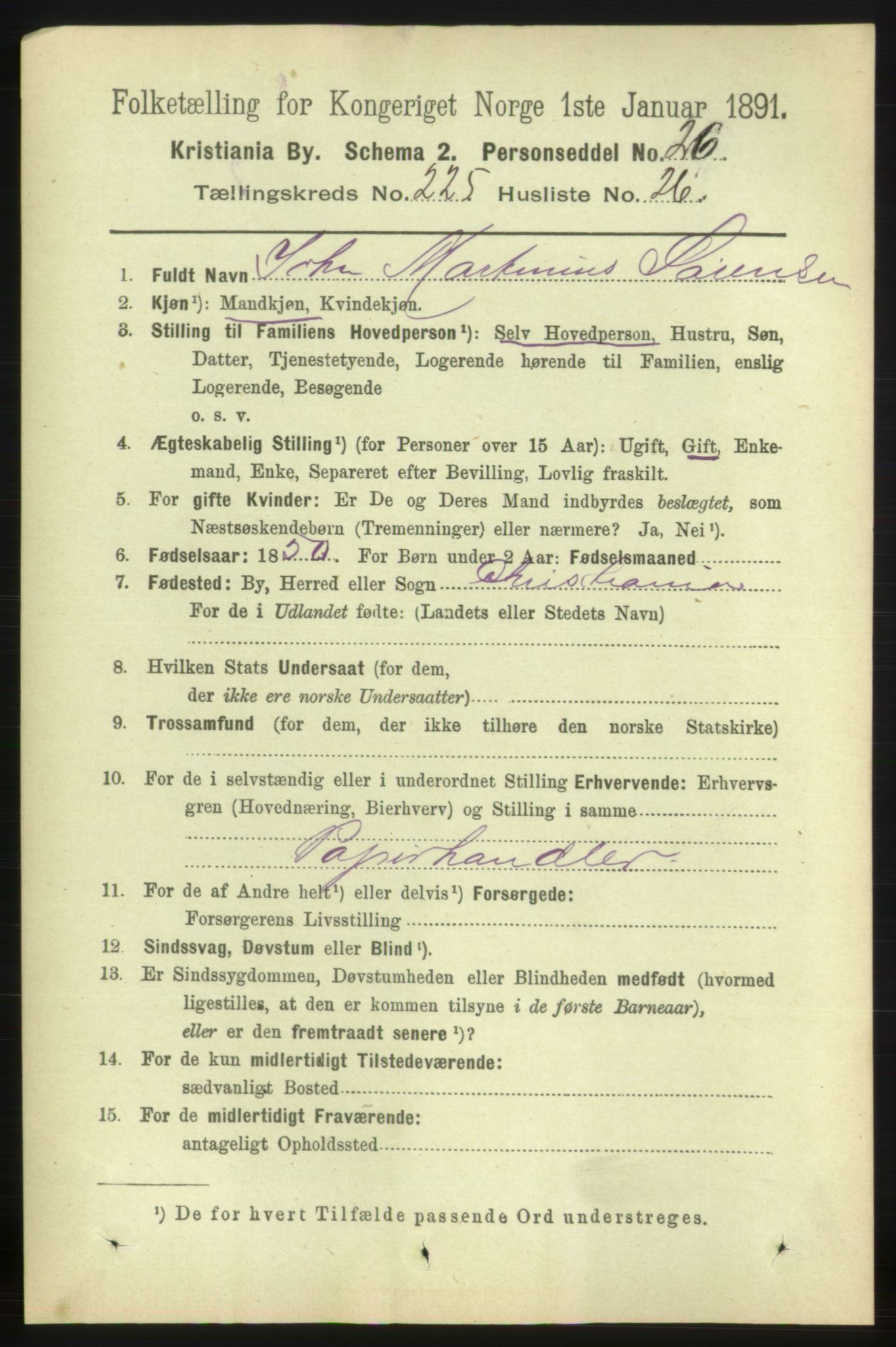 RA, 1891 census for 0301 Kristiania, 1891, p. 137181