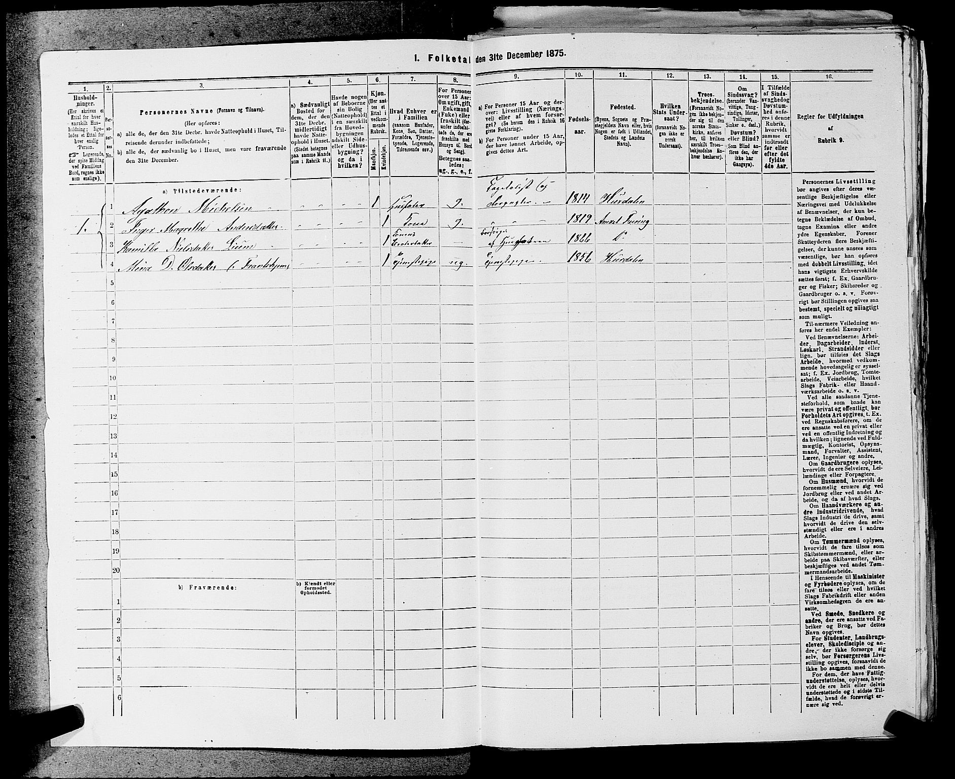 RA, 1875 census for 0239P Hurdal, 1875, p. 255